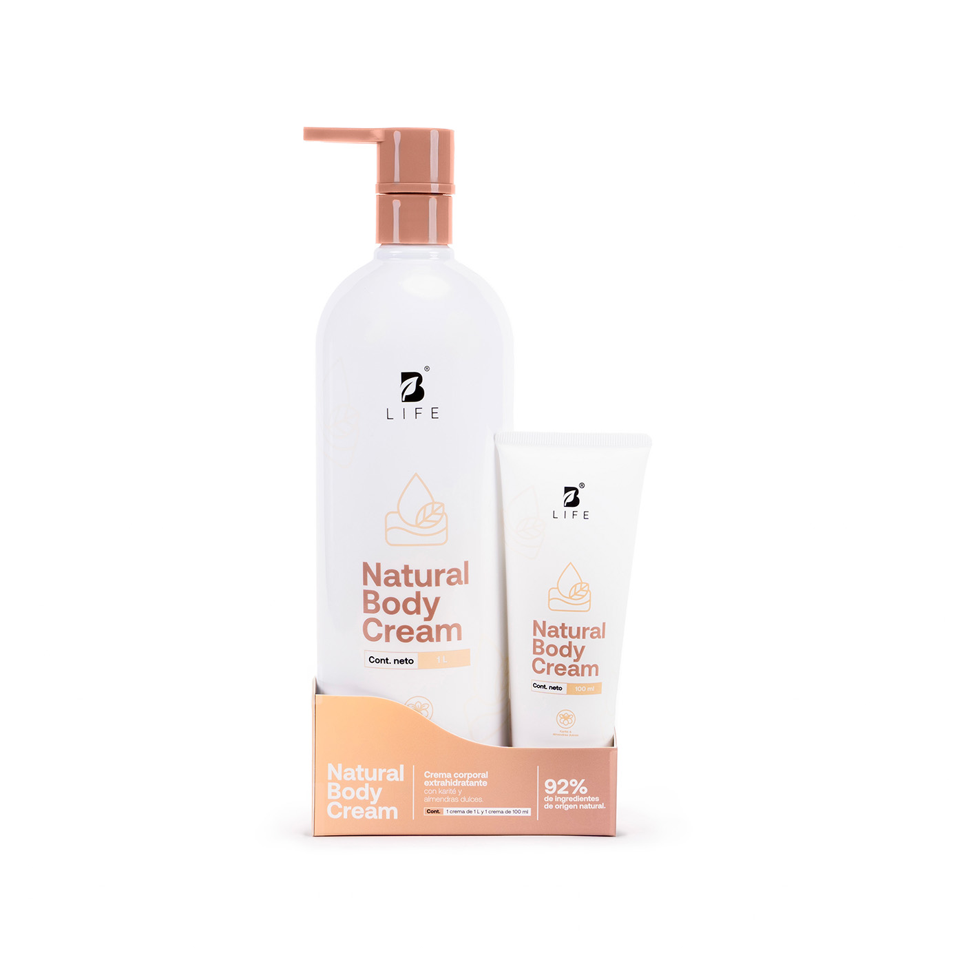 Crema Corporal Hidratante 1 l on Karité y Almendras Natural Body Cream B Life
