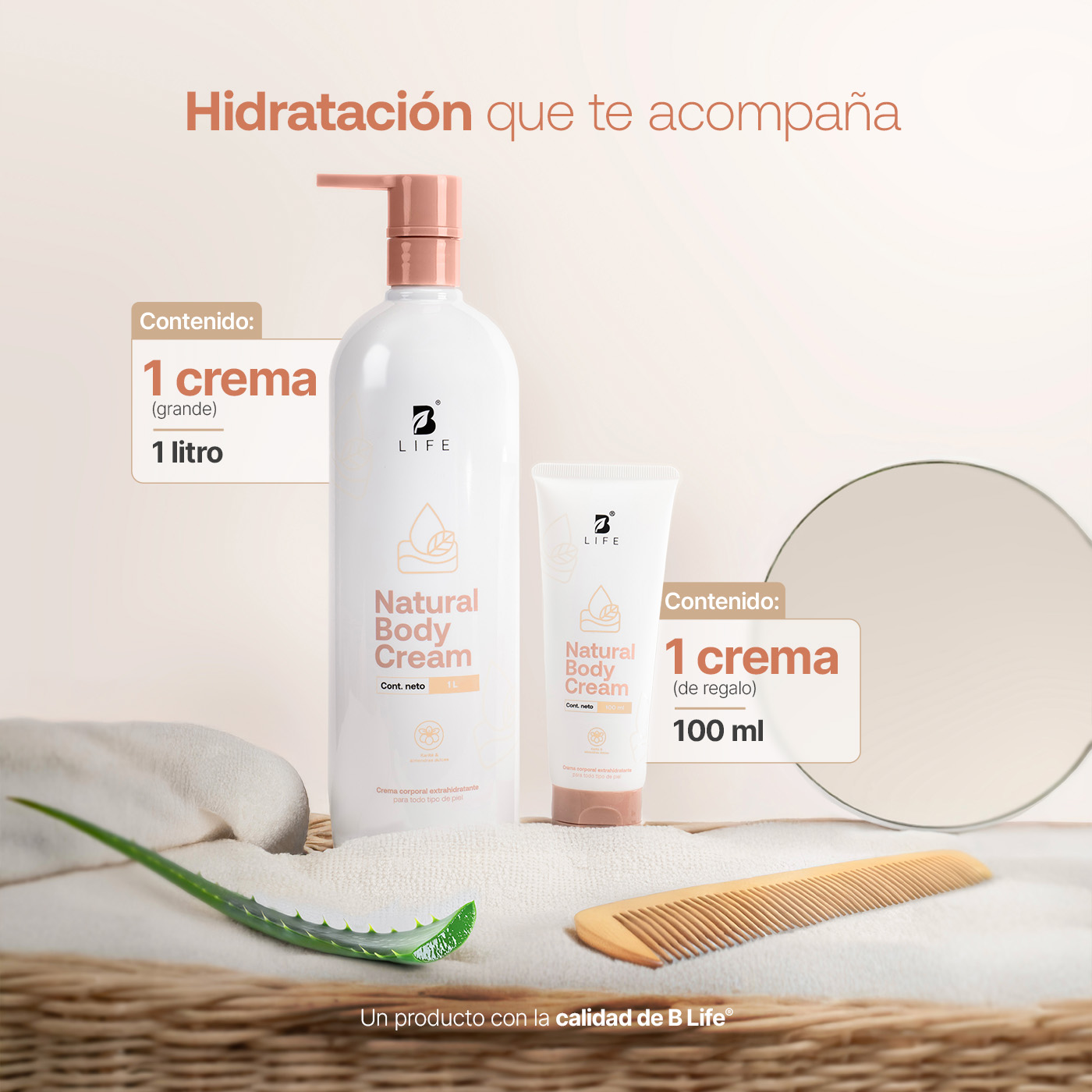 Foto 7 pulgar | Crema Corporal Hidratante 1 l on Karité y Almendras Natural Body Cream B Life