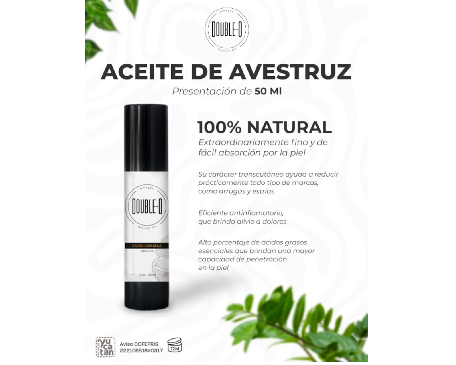 Foto 6 | Sérum De Aceite De Avestruz, Coco- Vainilla