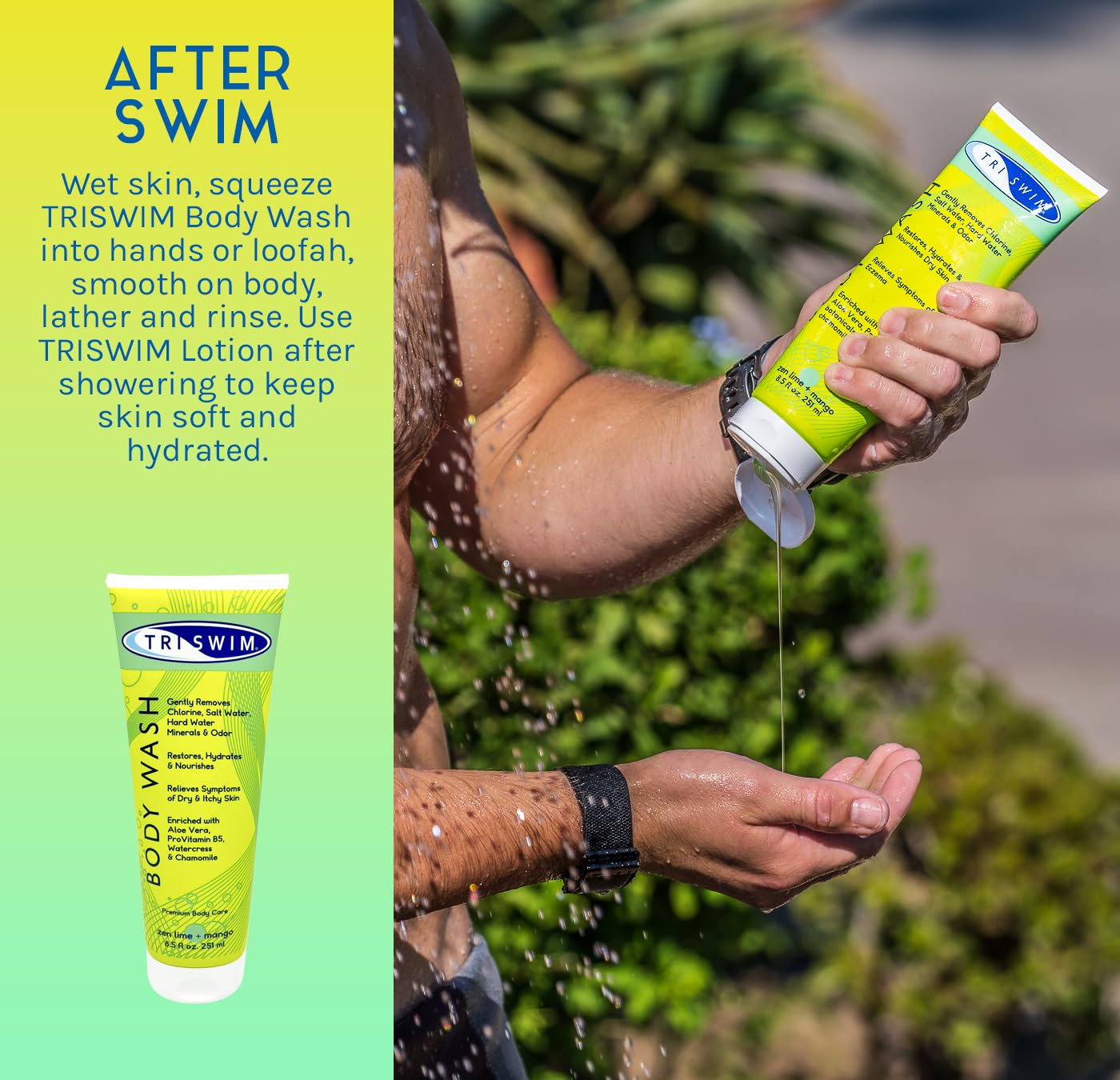 Foto 5 pulgar | Gel De Baño Triswim, Hidratante Y Eliminador De Cloro Para Nadadores - Venta Internacional.