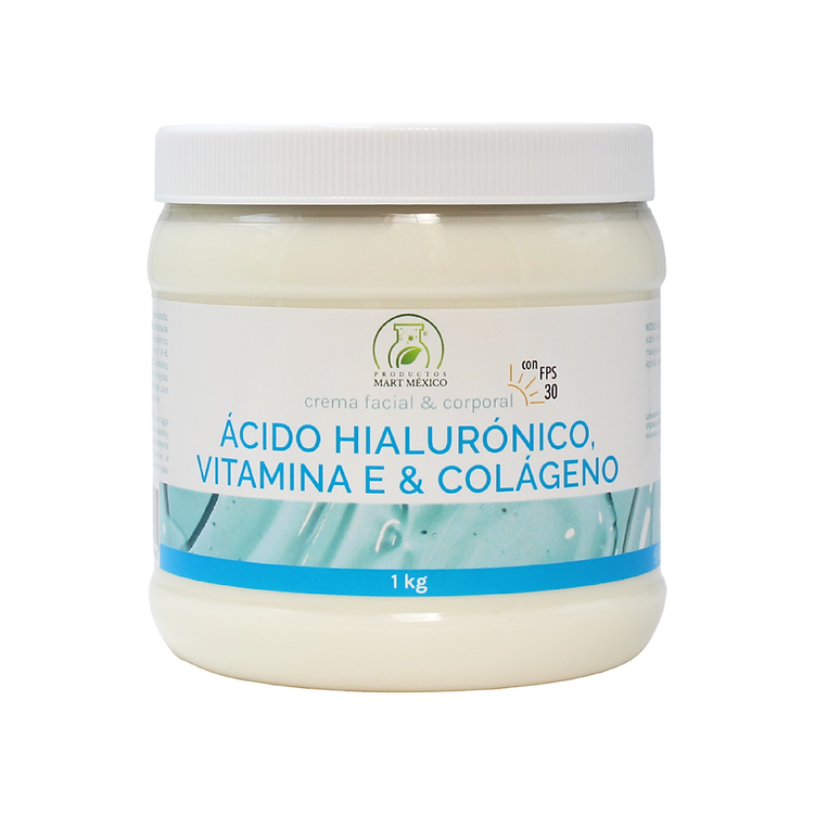 Crema De Vitamina E, Colágeno & Acido Hialurónico Con Filtro Solar 1 Kilo
