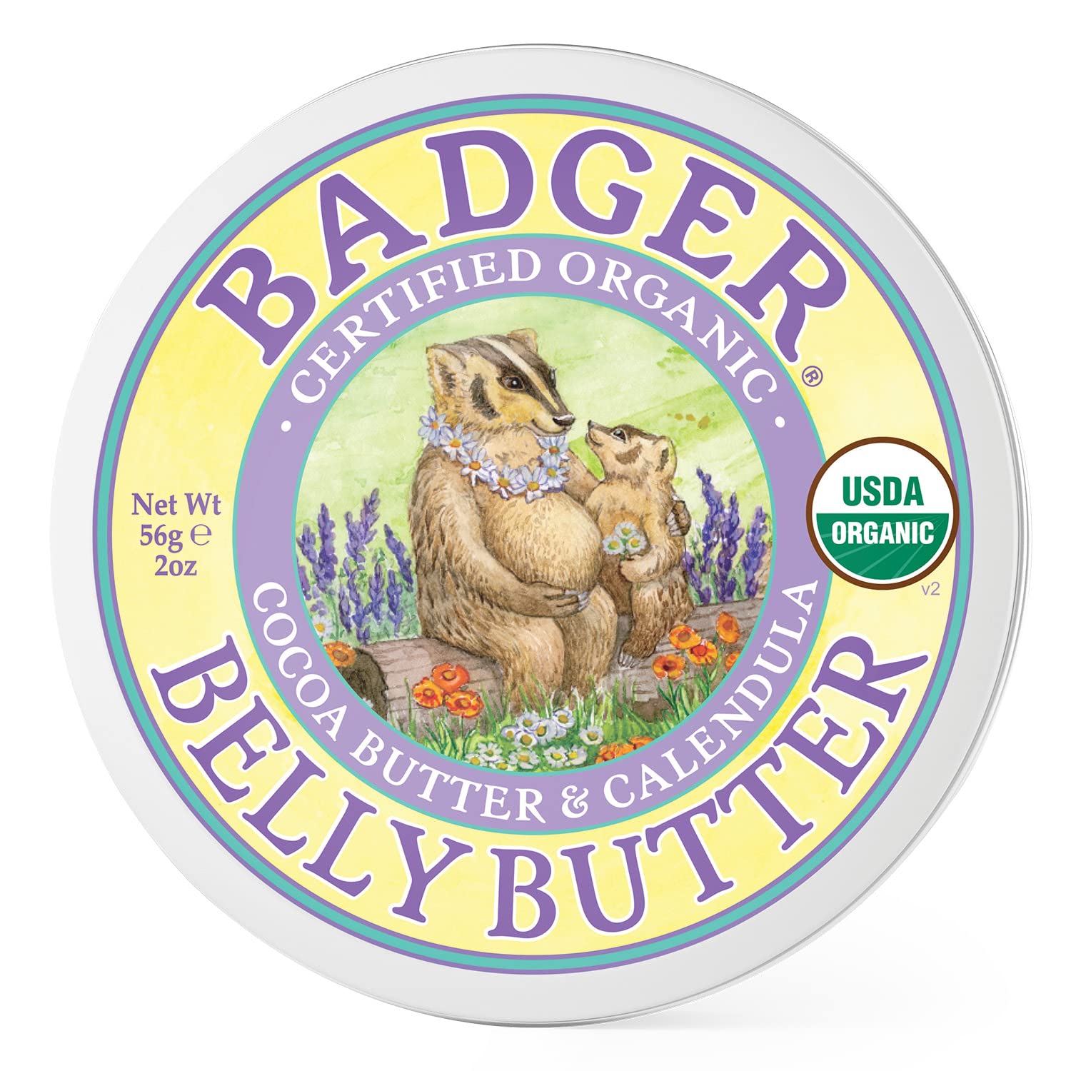 Manteca De Cacao Y Caléndula Belly Butter Badger, 60 Ml, Orgánica - Venta Internacional.