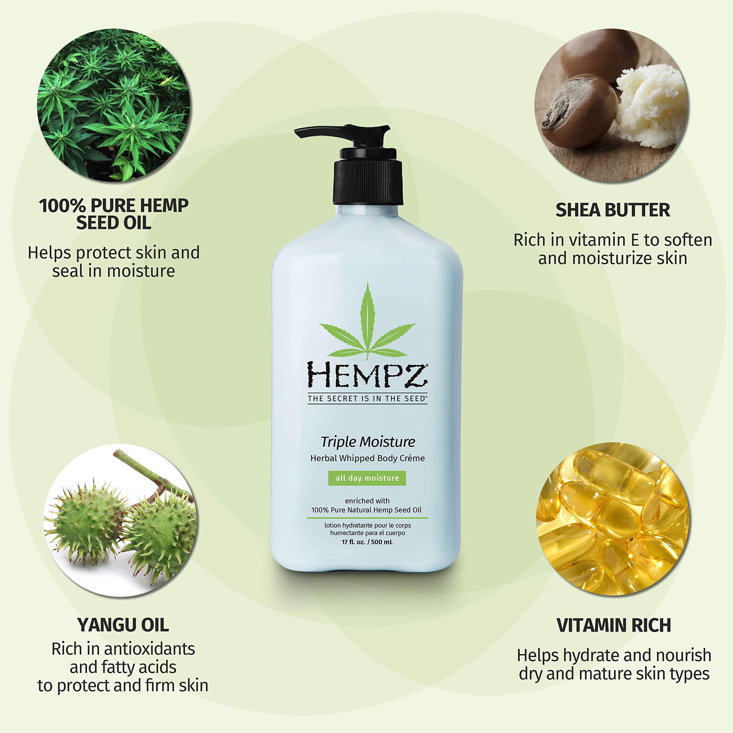 Foto 5 pulgar | Crema Corporal Hempz Natural Triple Moisture 500 Ml con Aceite de Cáñamo - Venta Internacional