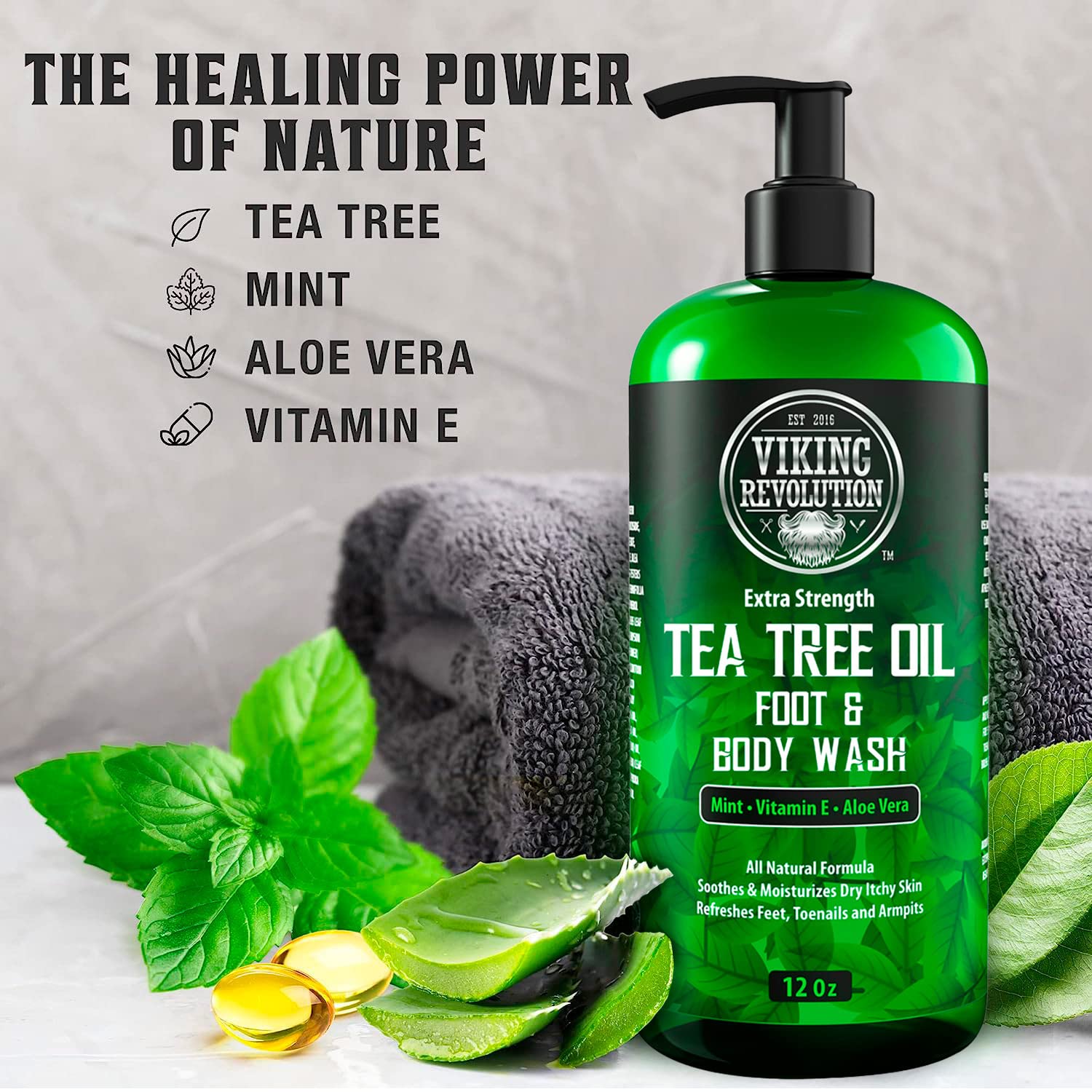 Foto 5 pulgar | Gel De Baño Viking Revolution Con Aceite De Árbol De Té Para Hombre, Paquete De 2 - Venta Internacional.