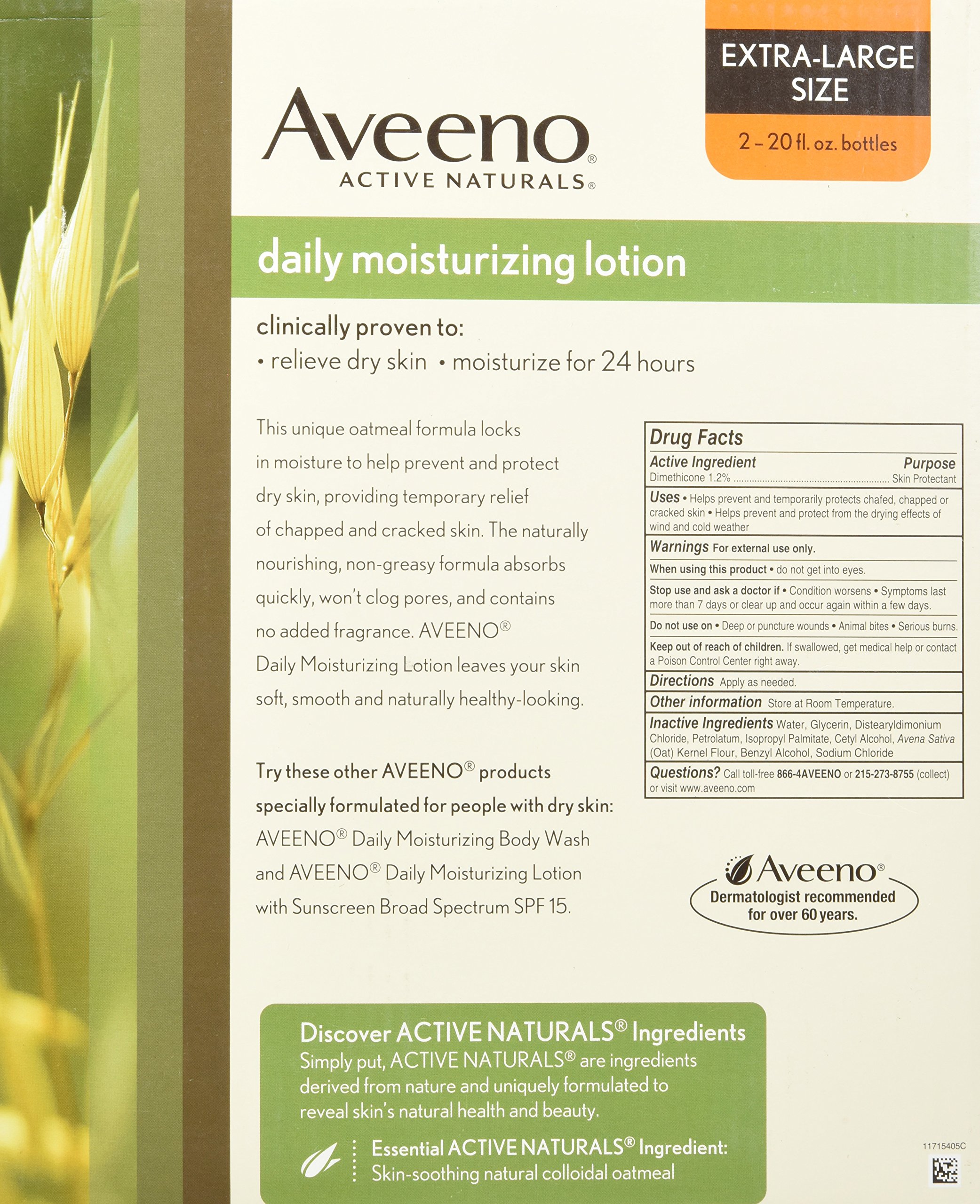 Foto 3 pulgar | Loción Hidratante Aveeno Active Naturals 2 Frascos de 300 ml C/U - Venta Internacional