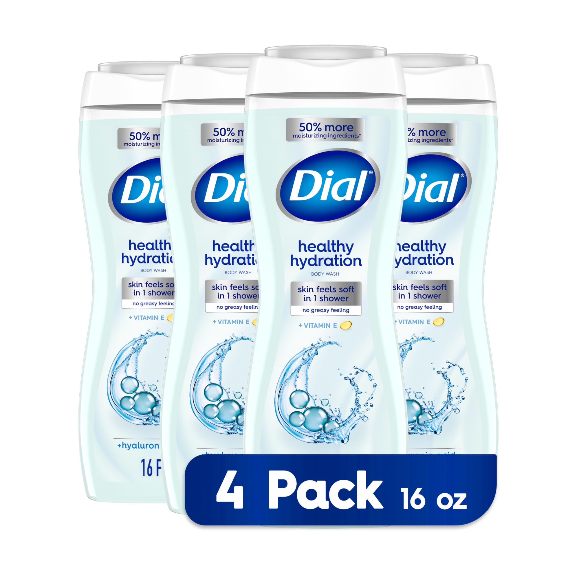 Gel De Baño Dial Healthy Hydration Con Ácido Hialurónico 480 Ml X 4 - Venta Internacional.