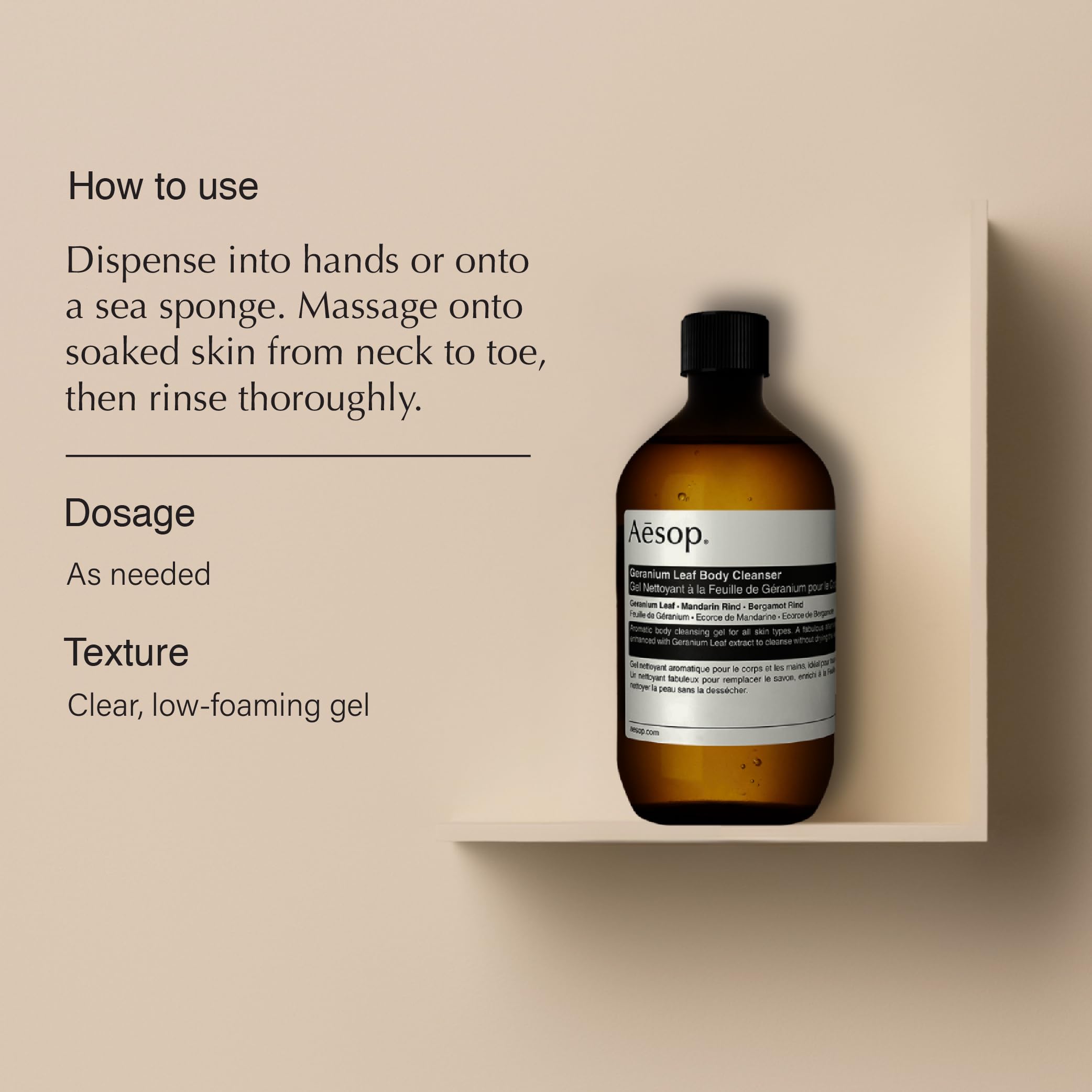 Foto 2 | Limpiador Corporal Aesop, Gel Revitalizante Con Hojas De Geranio, 500 Ml - Venta Internacional.