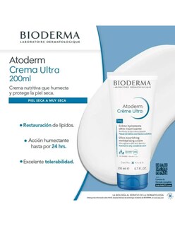 Foto 3 | Crema Hidratante Ultranutritiva Bioderma Atoderm 200ml.