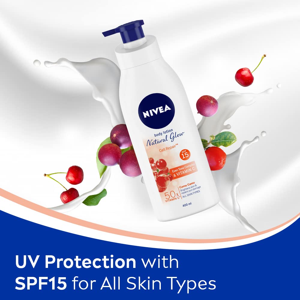 Foto 5 pulgar | Loción Corporal Nivea Natural Glow Cell Repair Spf 15 400 Ml - Venta Internacional.