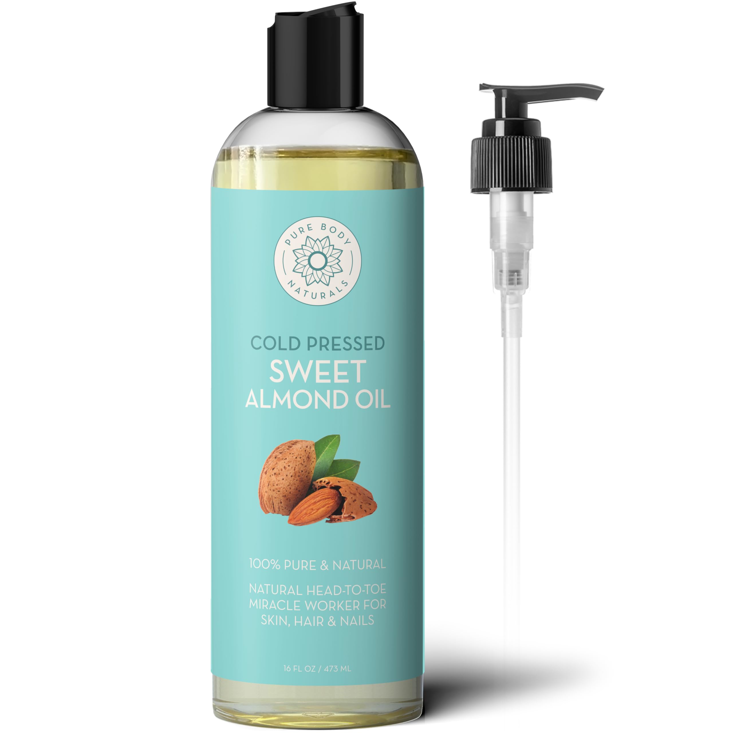 Foto 1 | Aceite De Almendras Pure Body Naturals 100% Puro Prensado En Frío, 480 Ml - Venta Internacional.