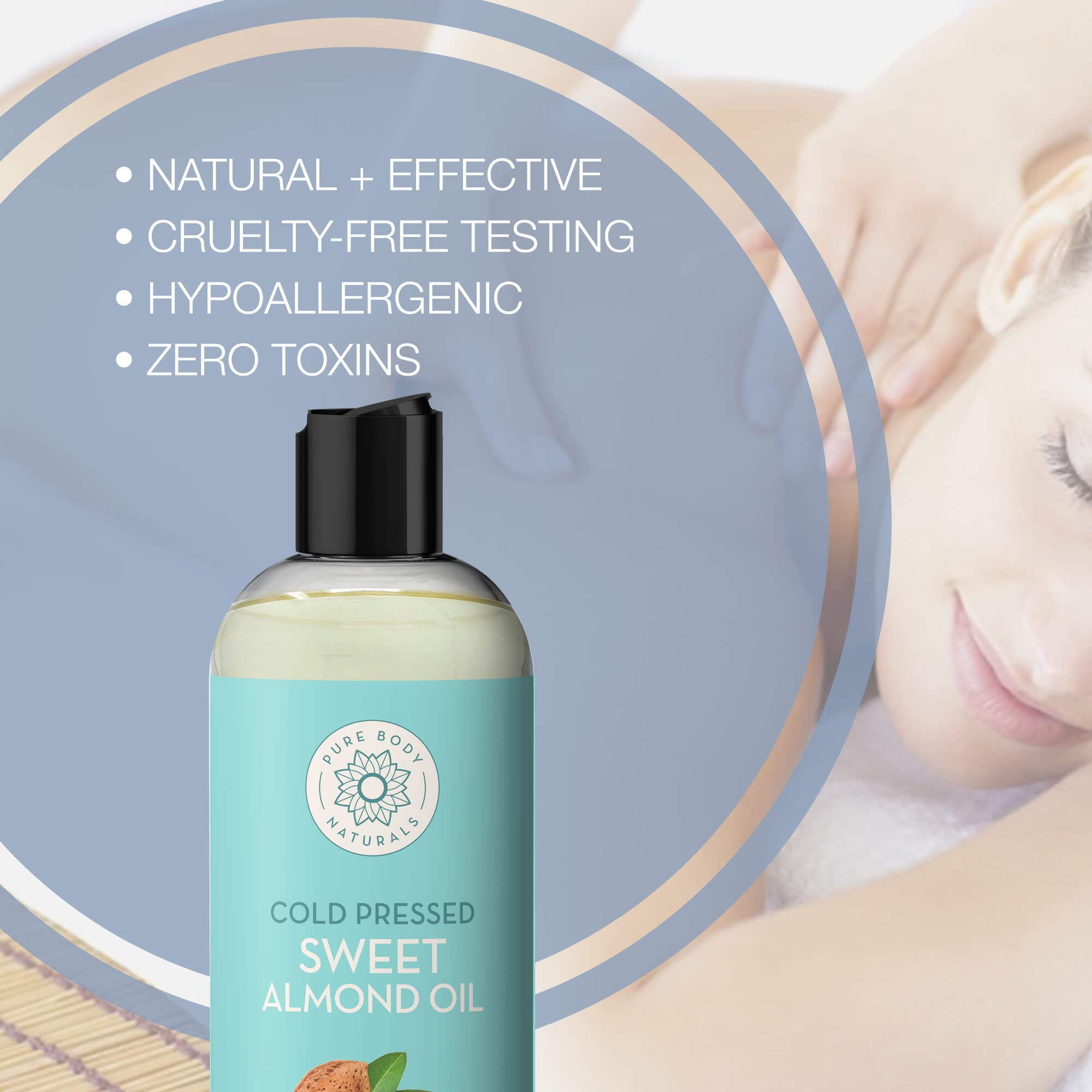 Foto 4 pulgar | Aceite De Almendras Pure Body Naturals 100% Puro Prensado En Frío, 480 Ml - Venta Internacional.