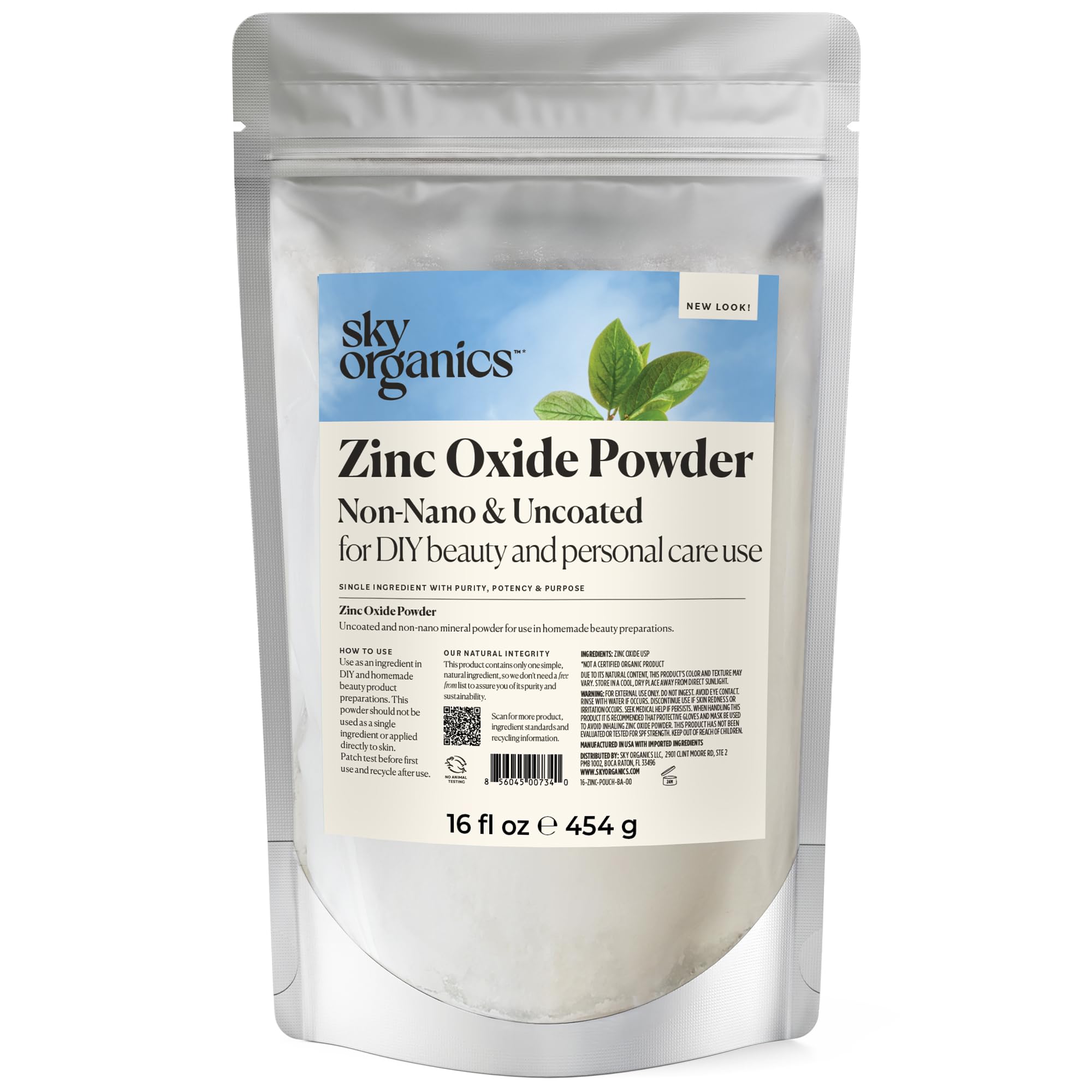 Polvo De Óxido De Zinc Sky Organics 100% Puro, No Nano, 460 Ml - Venta Internacional.