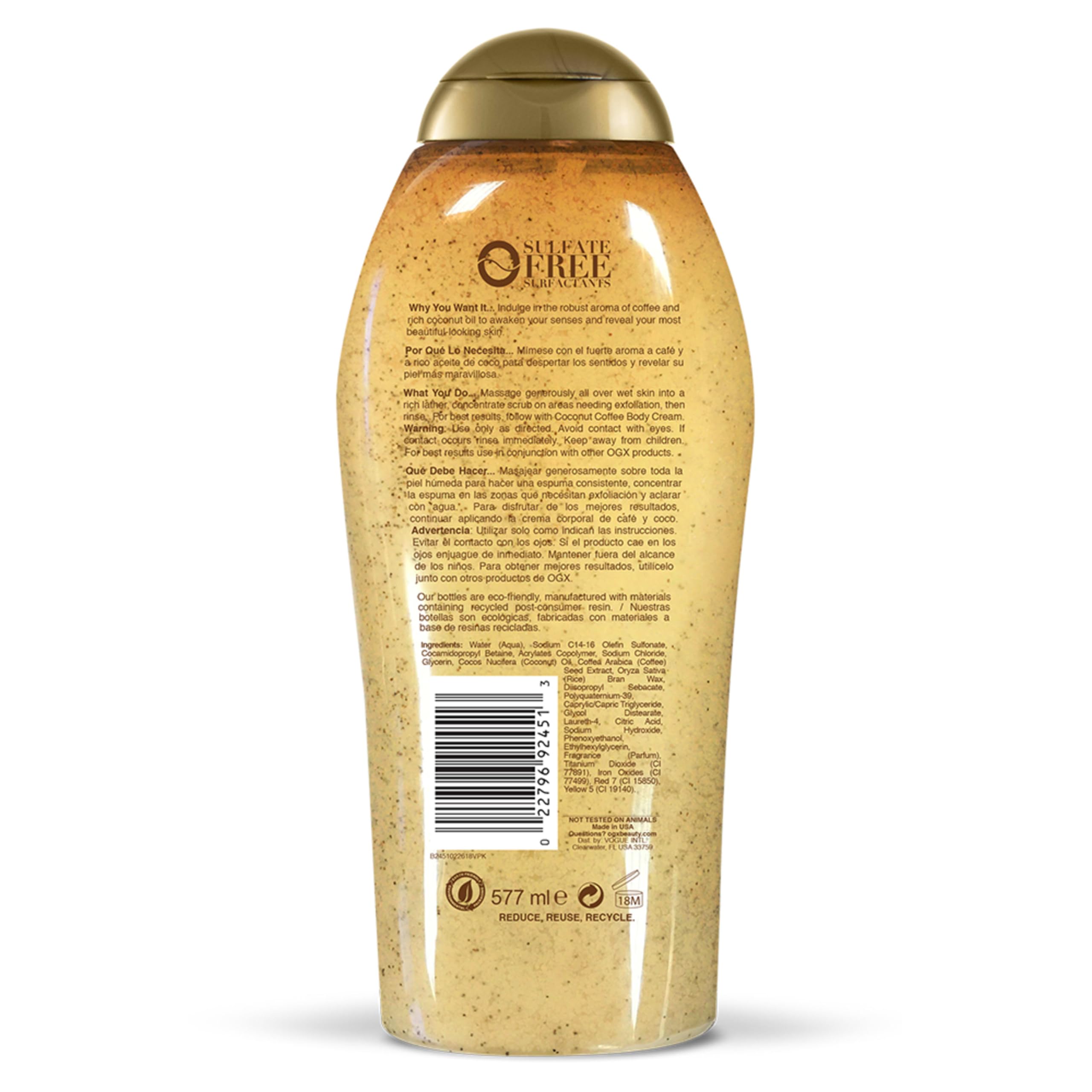Foto 5 pulgar | Exfoliante Corporal Ogx Smoothing + Coconut Coffee, 575 Ml, Paquete De 2 - Venta Internacional.