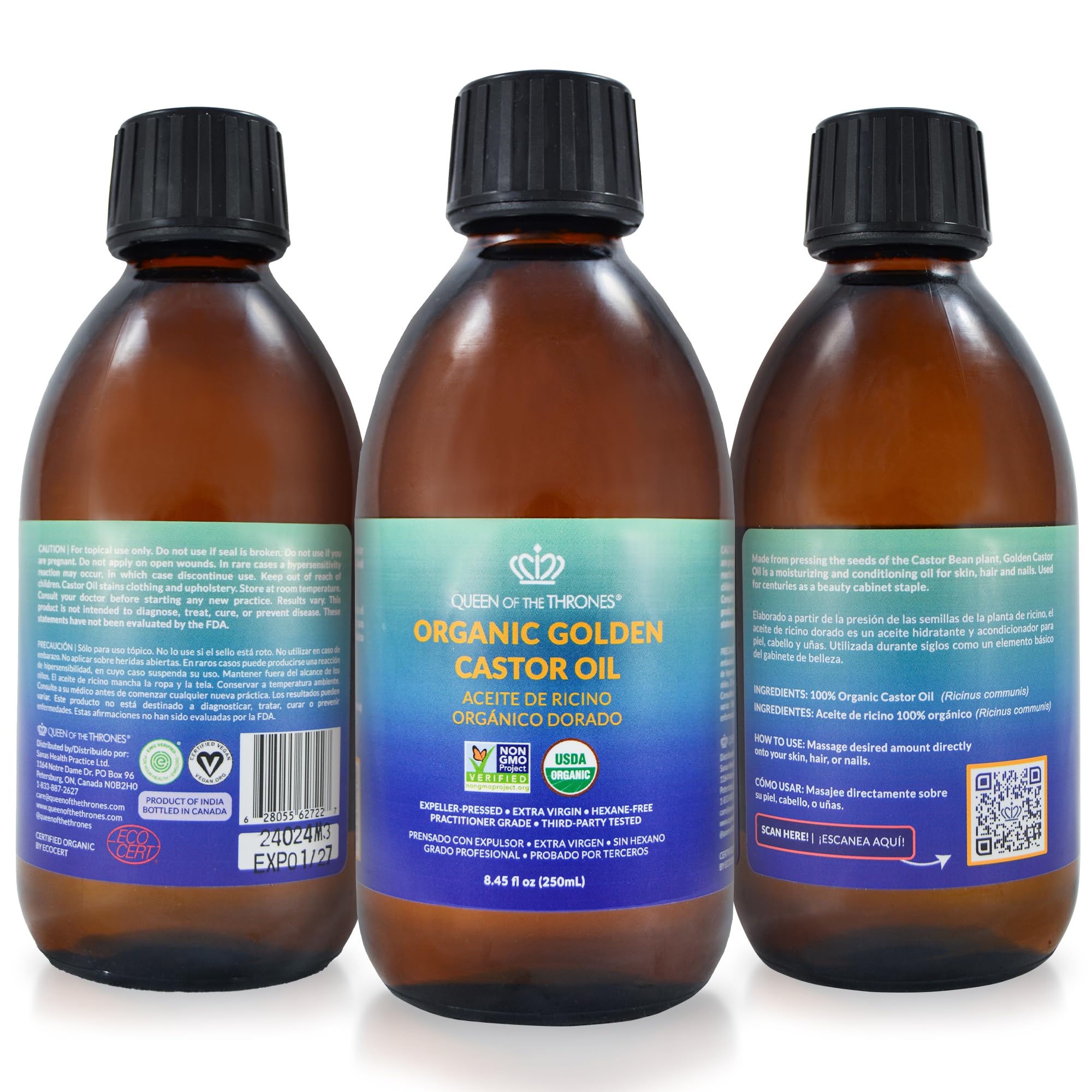Foto 7 | Aceite De Ricino Queen Of The Thrones Organic Golden 250 Ml - Venta Internacional.