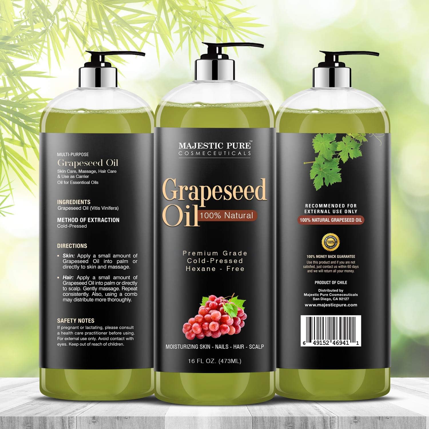 Foto 5 | Aceite De Semilla De Uva Majestic Pure, Puro Y Natural, 480 Ml - Venta Internacional.