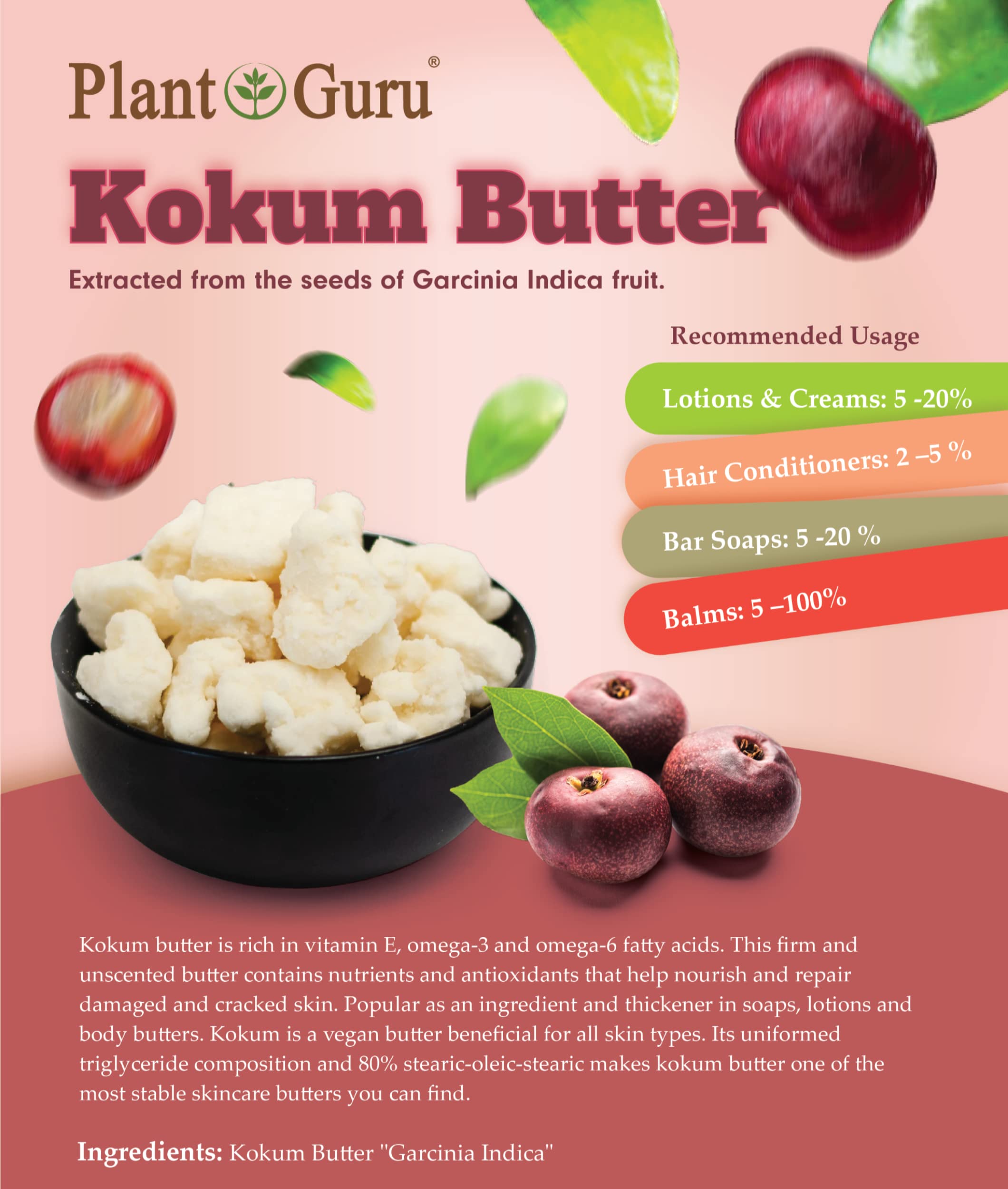 Foto 5 | Manteca Kokum Plant Guru, 454 G, 100% Pura Y Natural Para Piel Y Cabello - Venta Internacional.