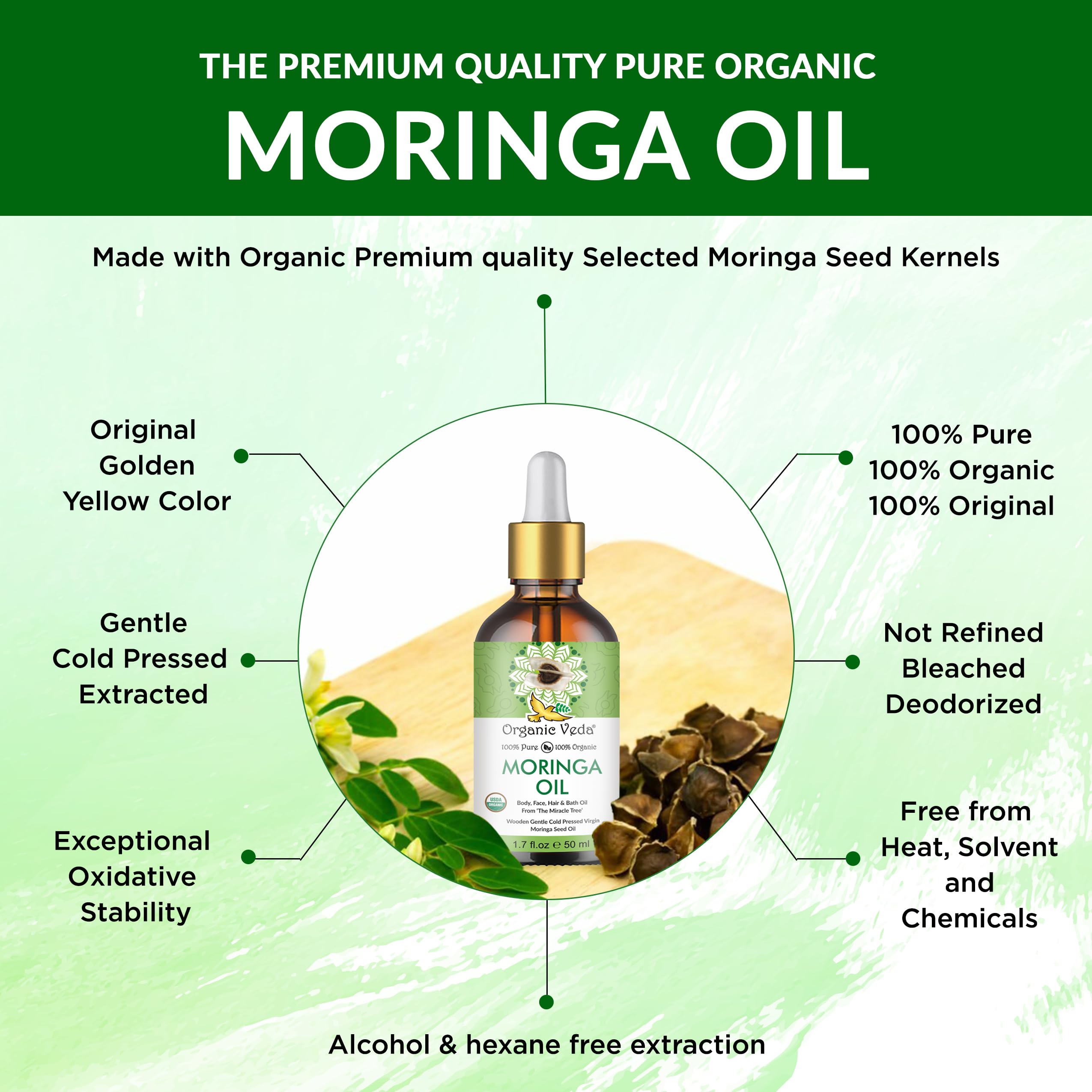 Foto 4 pulgar | Aceite De Moringa Orgánico Veda Puro Prensado En Frío, 50 Ml, Para La Piel - Venta Internacional.