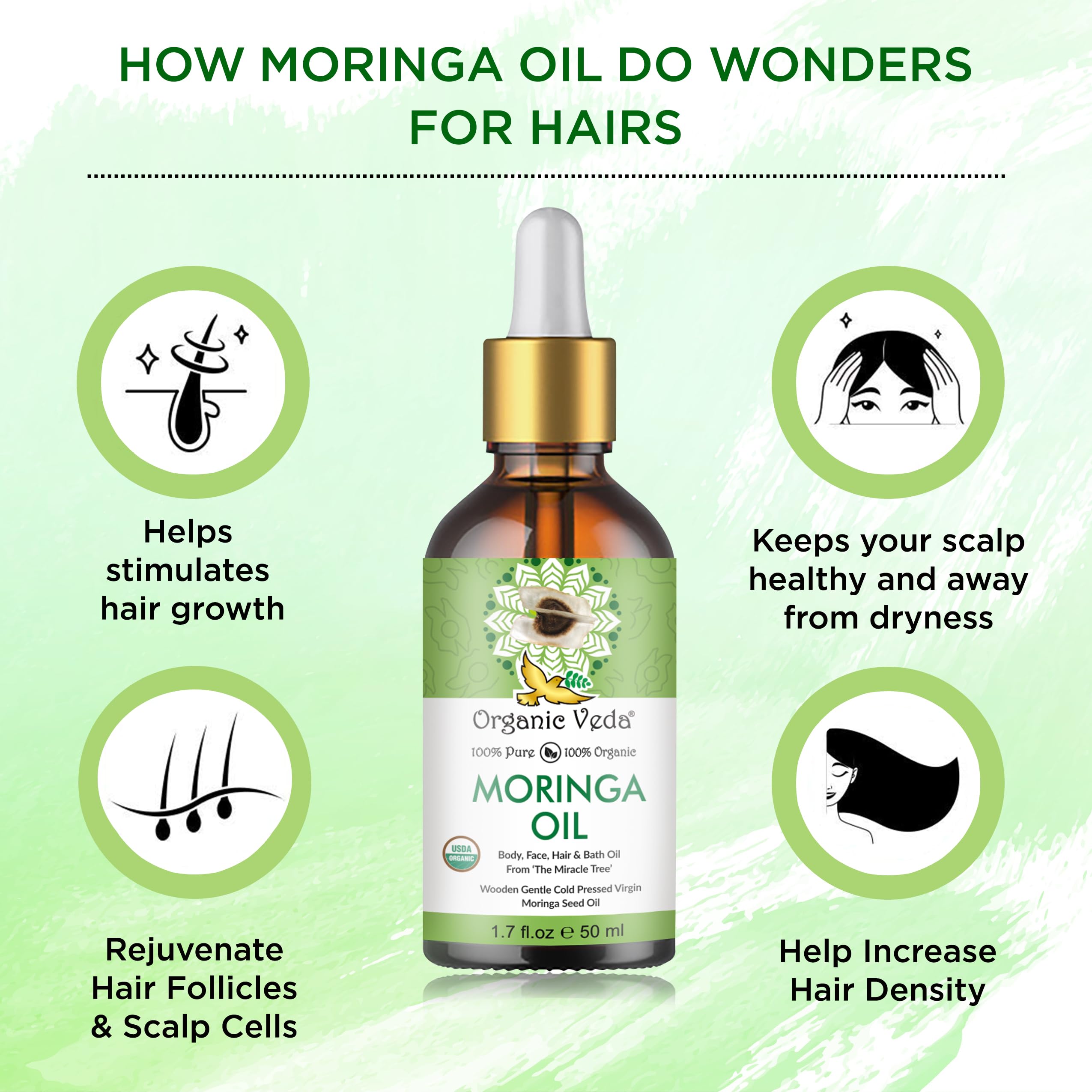 Foto 8 pulgar | Aceite De Moringa Orgánico Veda Puro Prensado En Frío, 50 Ml, Para La Piel - Venta Internacional.
