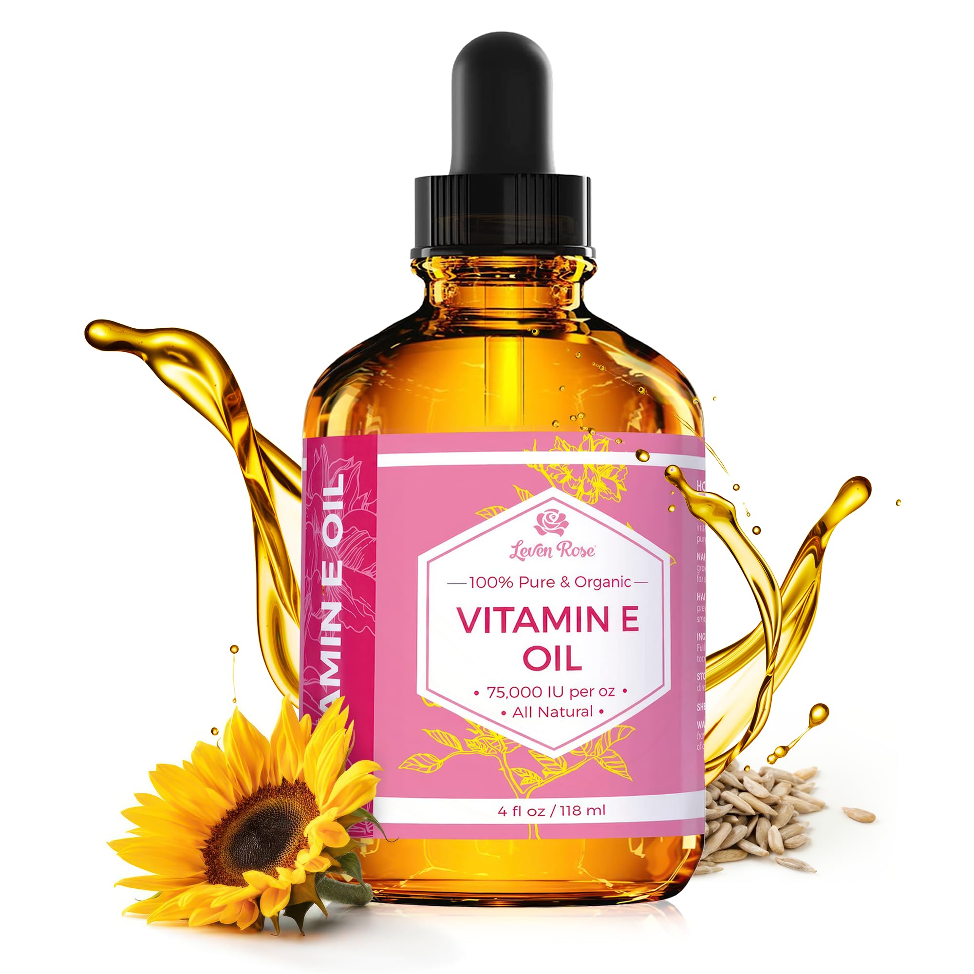 Foto 2 pulgar | Aceite De Vitamina E Leven Rose, 75 000 Ui, 100% Natural Y Orgánico, 120 Ml - Venta Internacional.