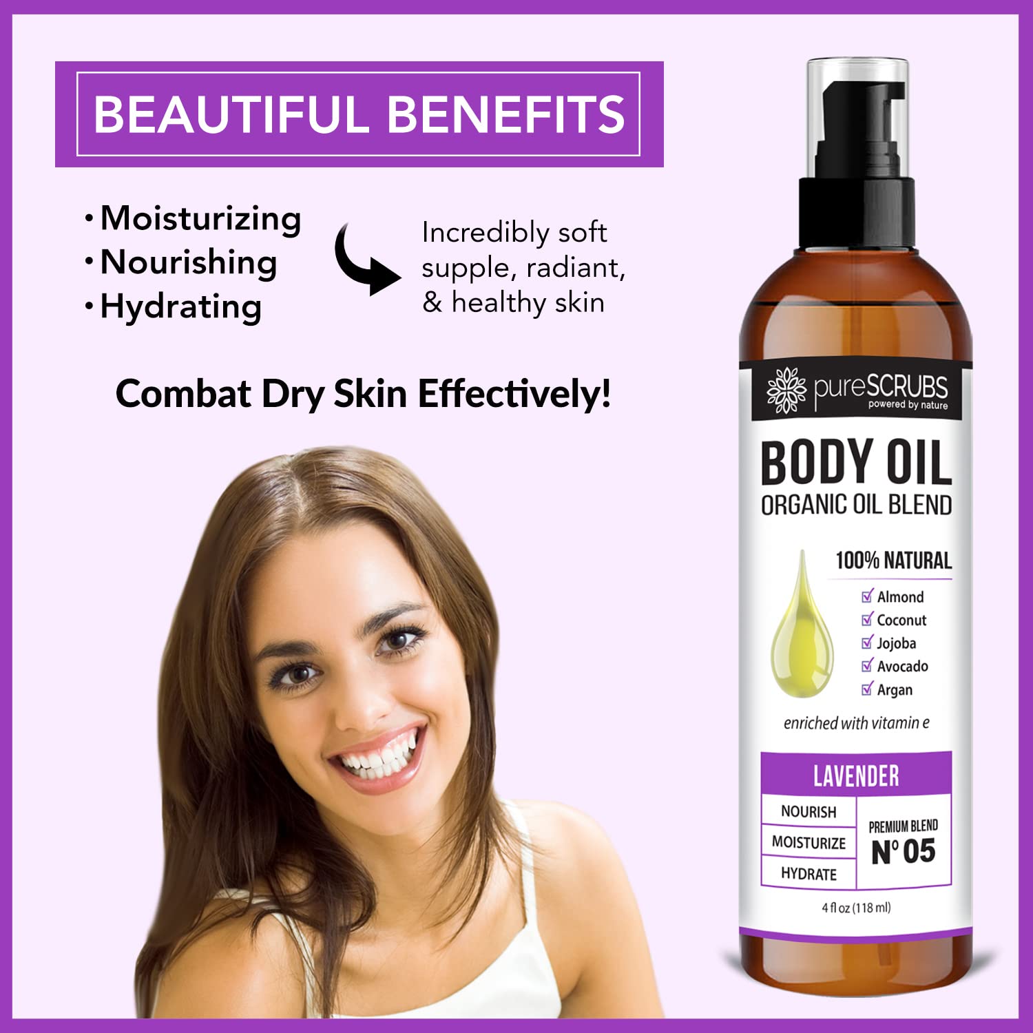 Foto 4 pulgar | Aceite Corporal En Aerosol Purescrubs Ultra Hidratante Lavanda 120 Ml - Venta Internacional.