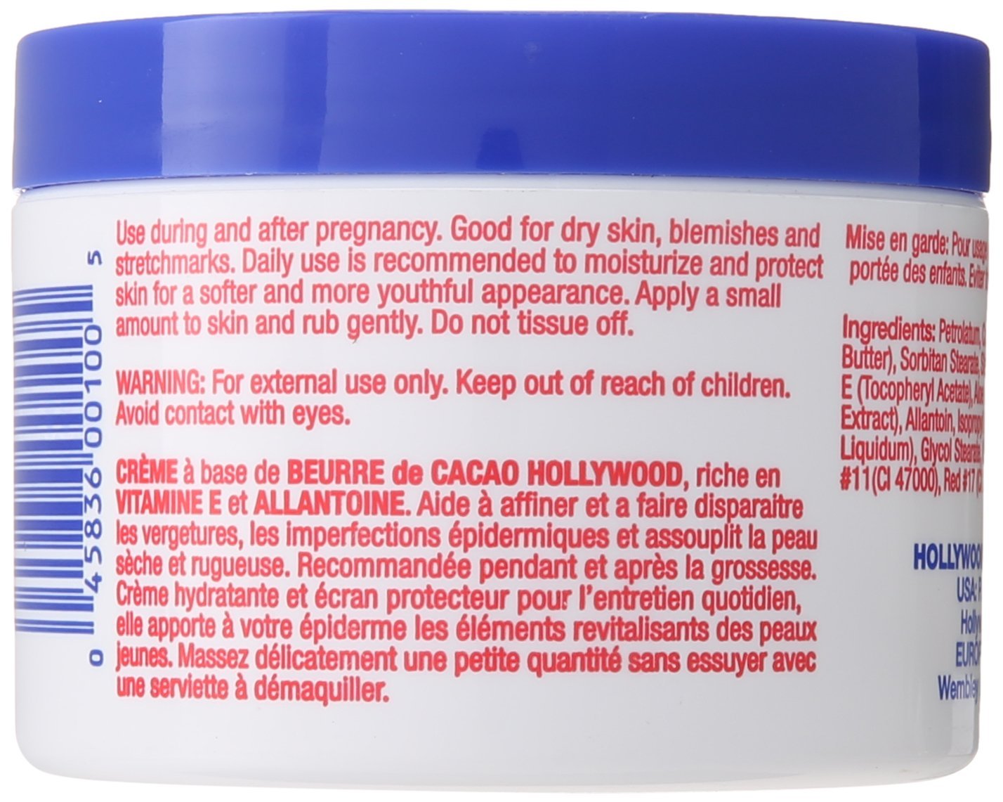 Foto 2 | Crema Para La Piel Con Manteca De Cacao Hollywood Beauty 221 Ml Con Vitamina E - Venta Internacional.