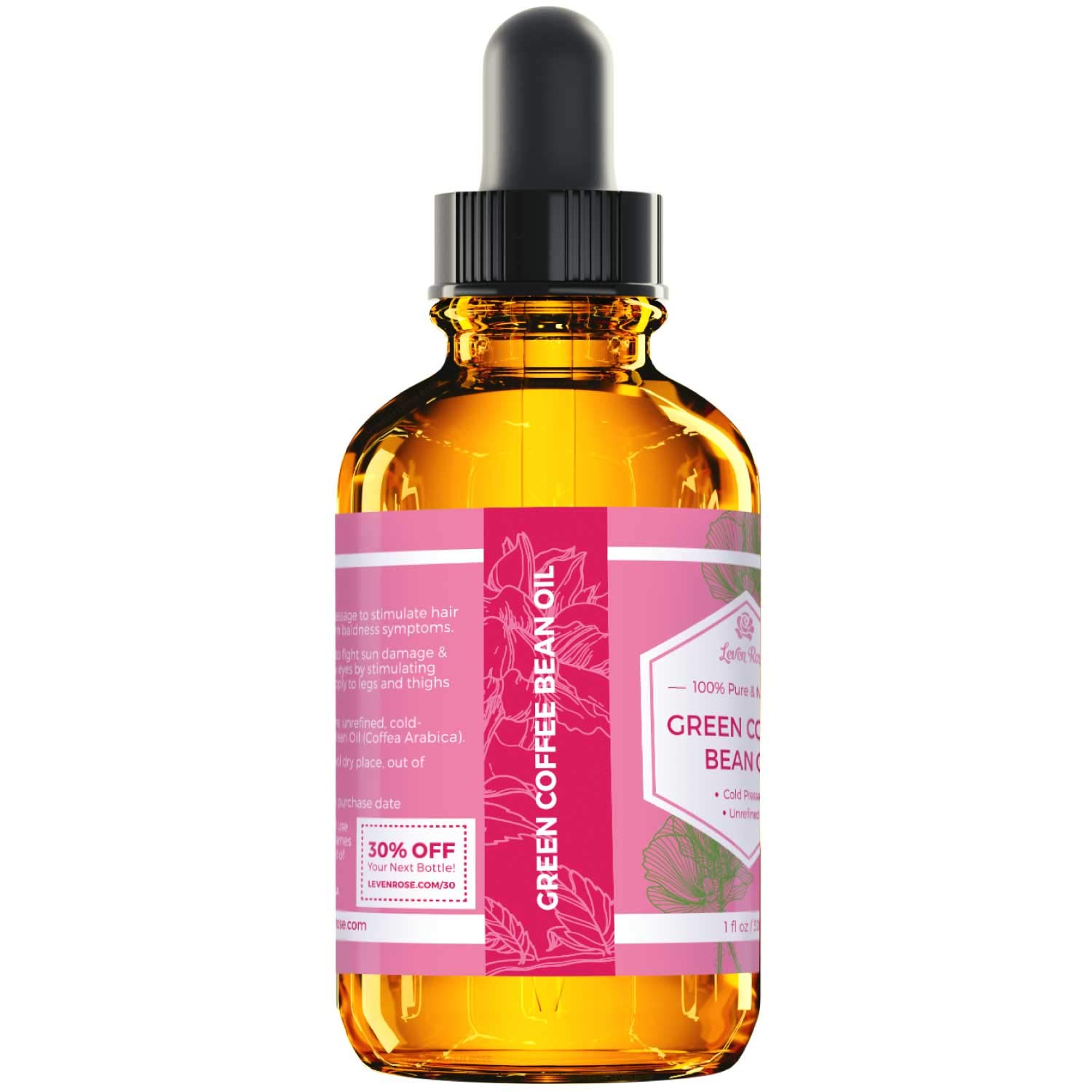 Foto 3 pulgar | Grano De Café Oil Leven Rose Green, 30 Ml, 100% Natural Y Puro - Venta Internacional.