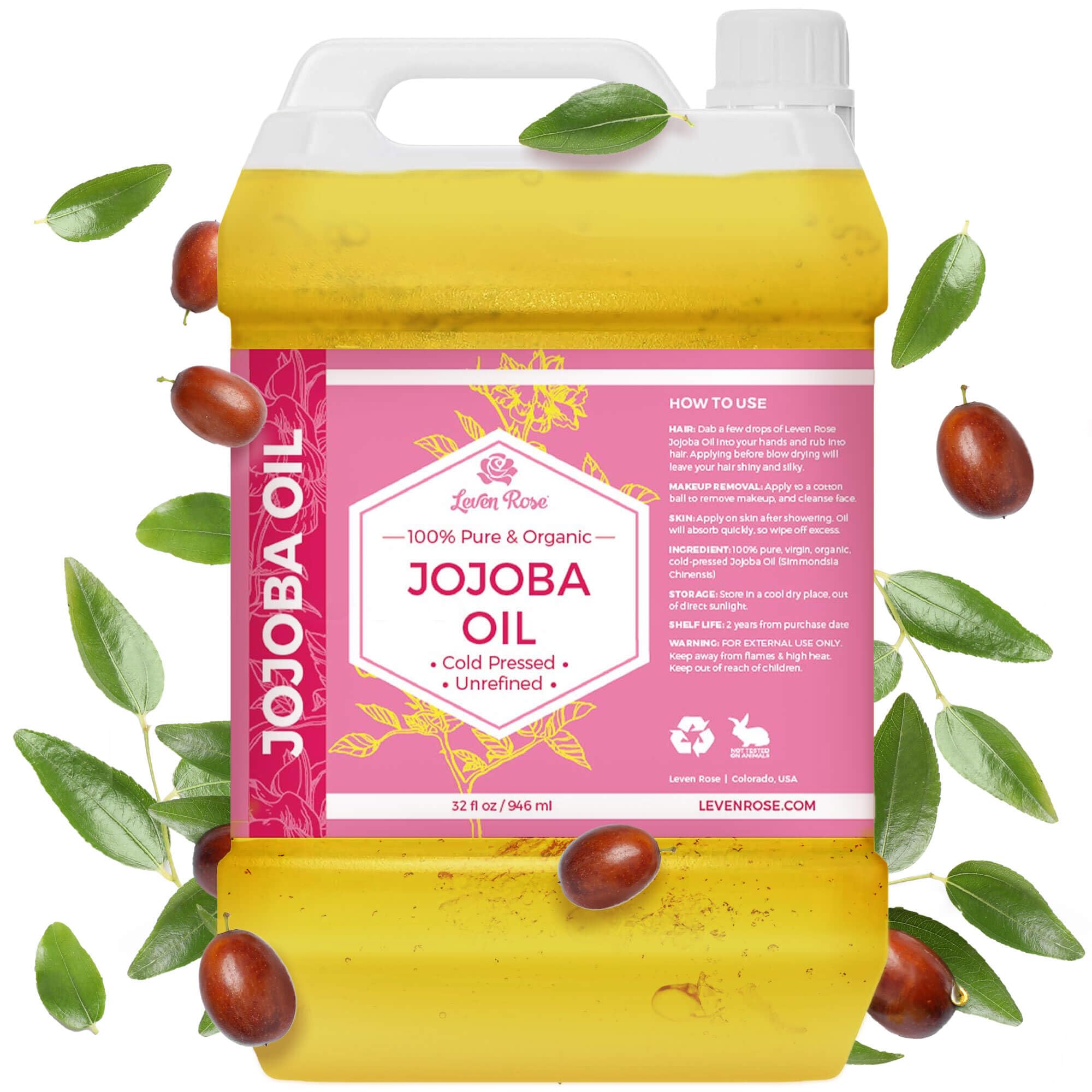Foto 2 pulgar | Aceite De Jojoba Leven Rose 946 Ml Para Jabón, Piel, Cabello Y Uñas - Venta Internacional.
