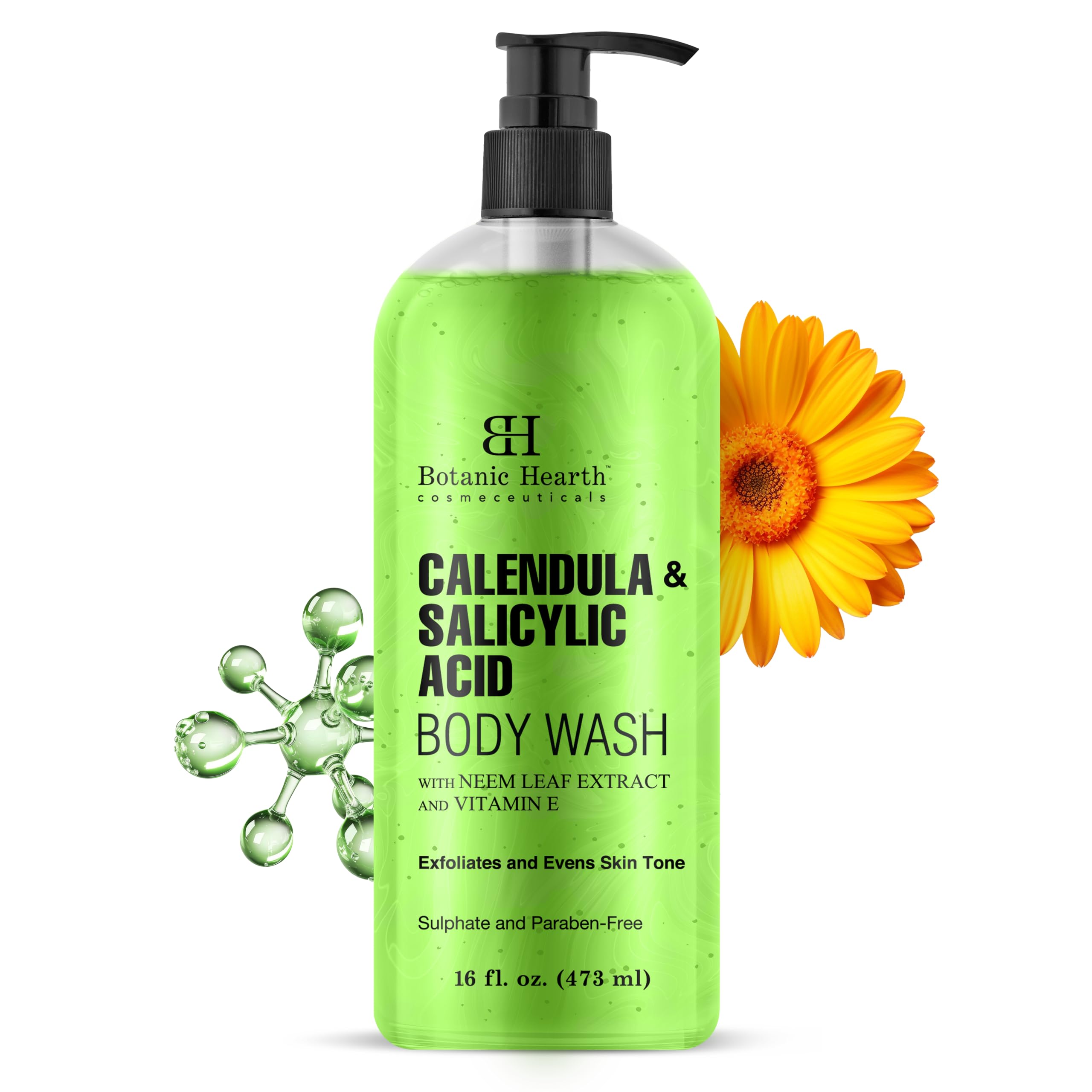 Gel De Baño Botanic Hearth Con Caléndula Y Ácido Salicílico, 480 Ml - Venta Internacional.