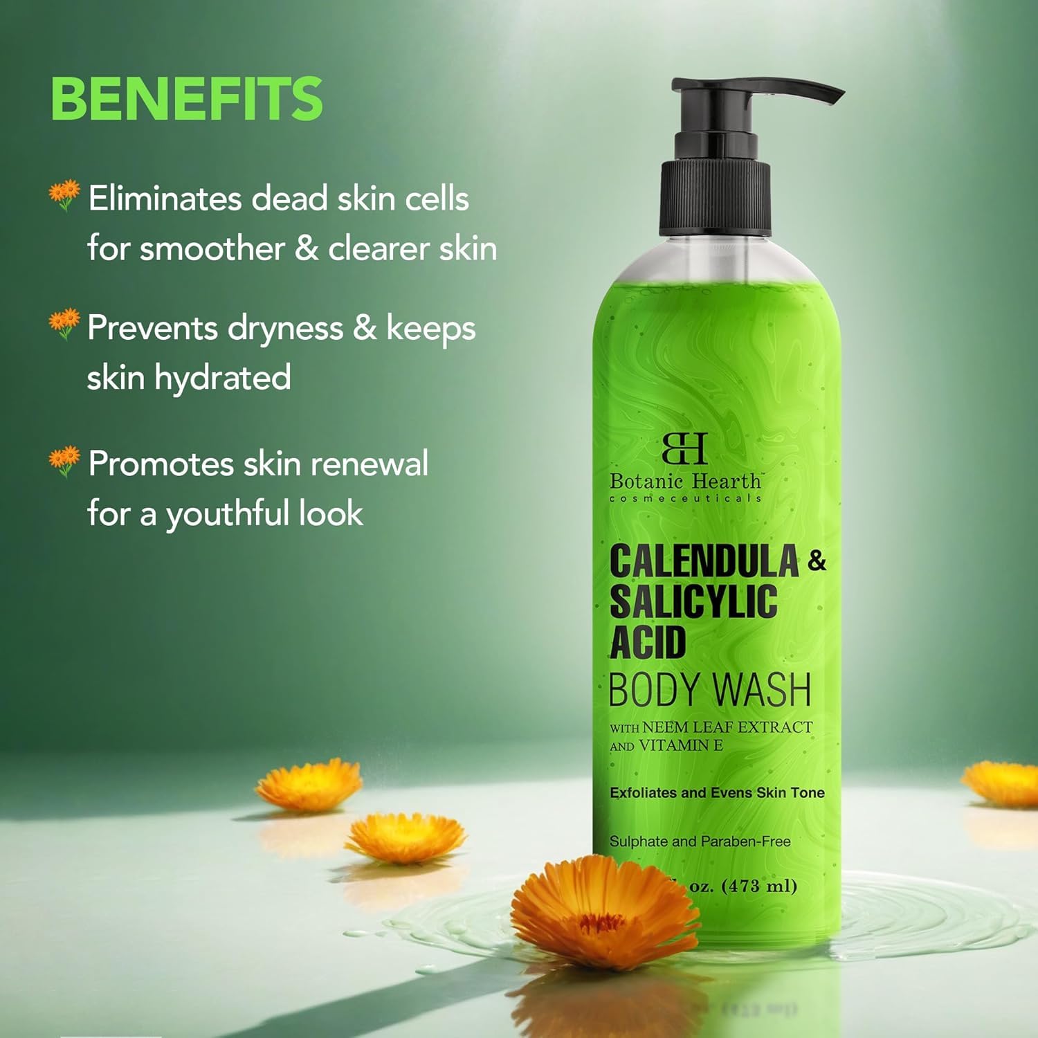 Foto 4 pulgar | Gel De Baño Botanic Hearth Con Caléndula Y Ácido Salicílico, 480 Ml - Venta Internacional.