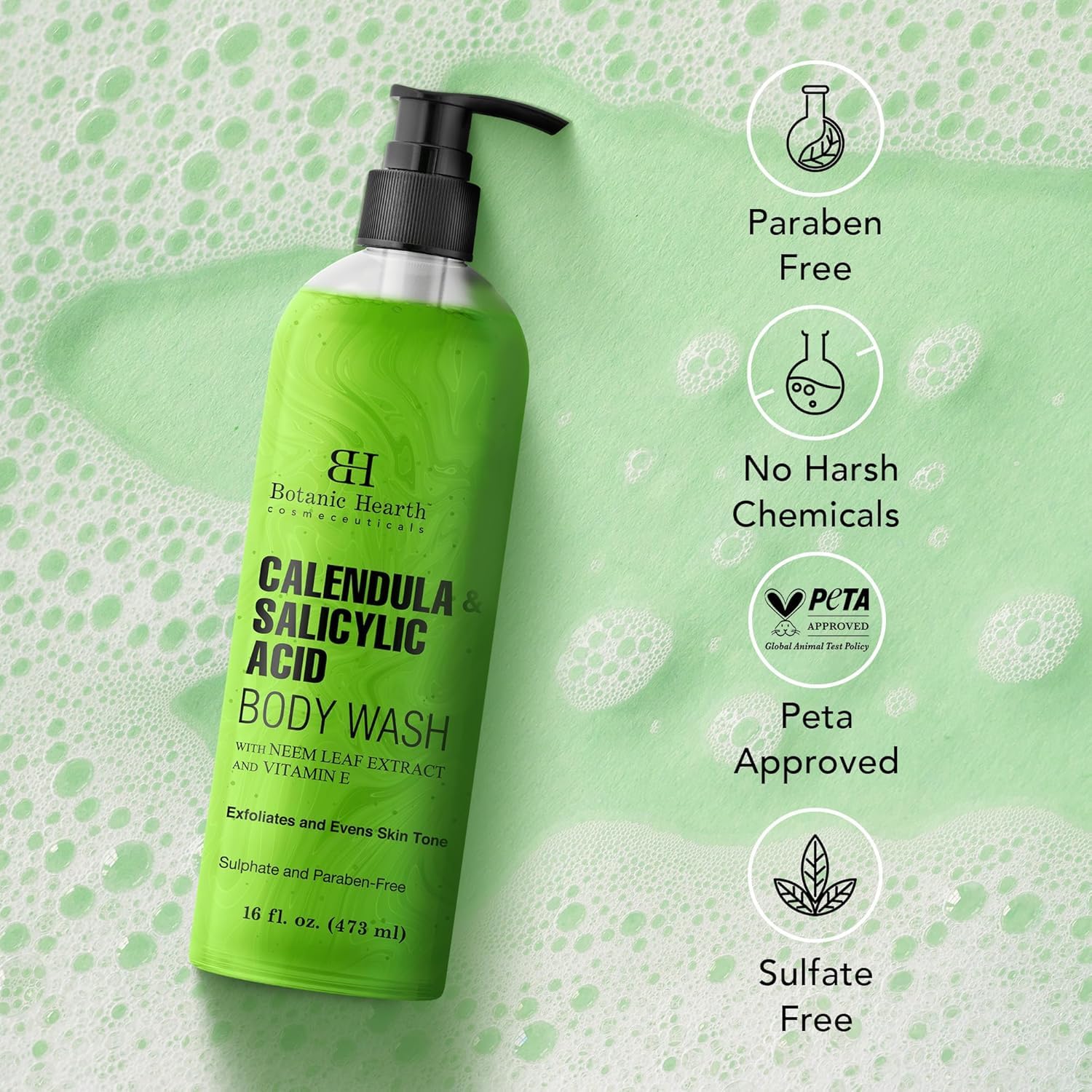 Foto 6 pulgar | Gel De Baño Botanic Hearth Con Caléndula Y Ácido Salicílico, 480 Ml - Venta Internacional.