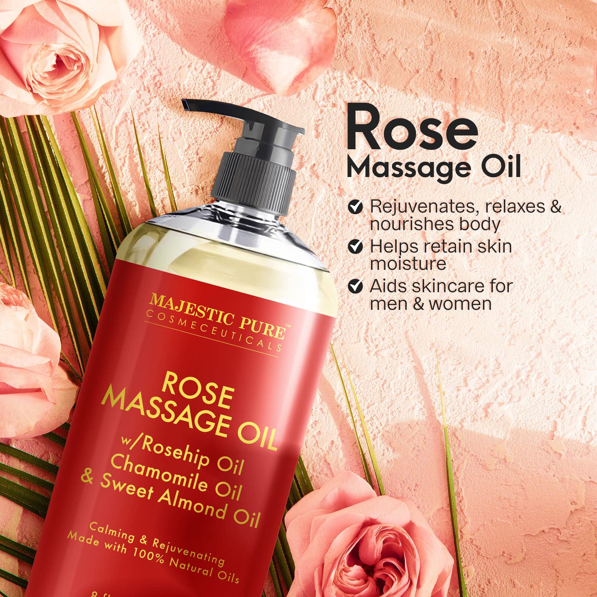 Foto 5 pulgar | Aceite De Masaje Majestic Pure Rose, Hidratante, 240 Ml, Para El Cuidado De La Piel - Venta Internacional.