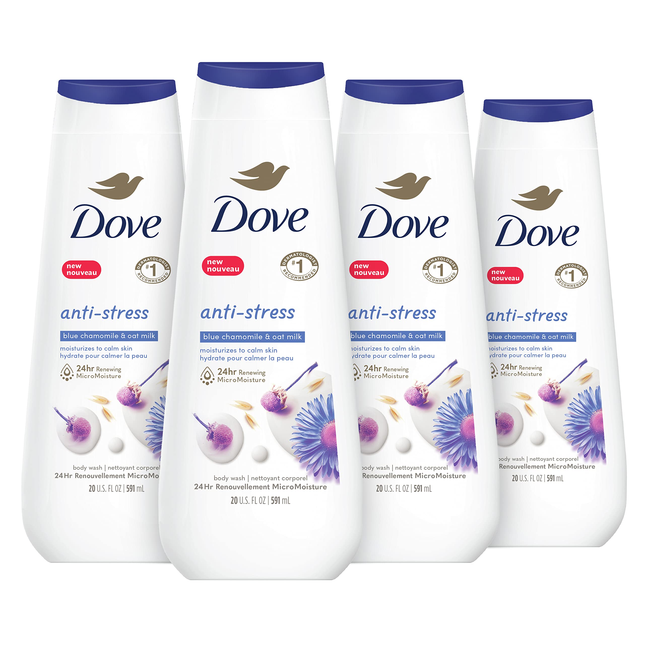 Foto 2 pulgar | Gel De Baño Reacondicionado Dove, Antiestrés, Leche Azul De Manzanilla Y Avena, 600 Ml, Paquete De 4 - Venta Intern