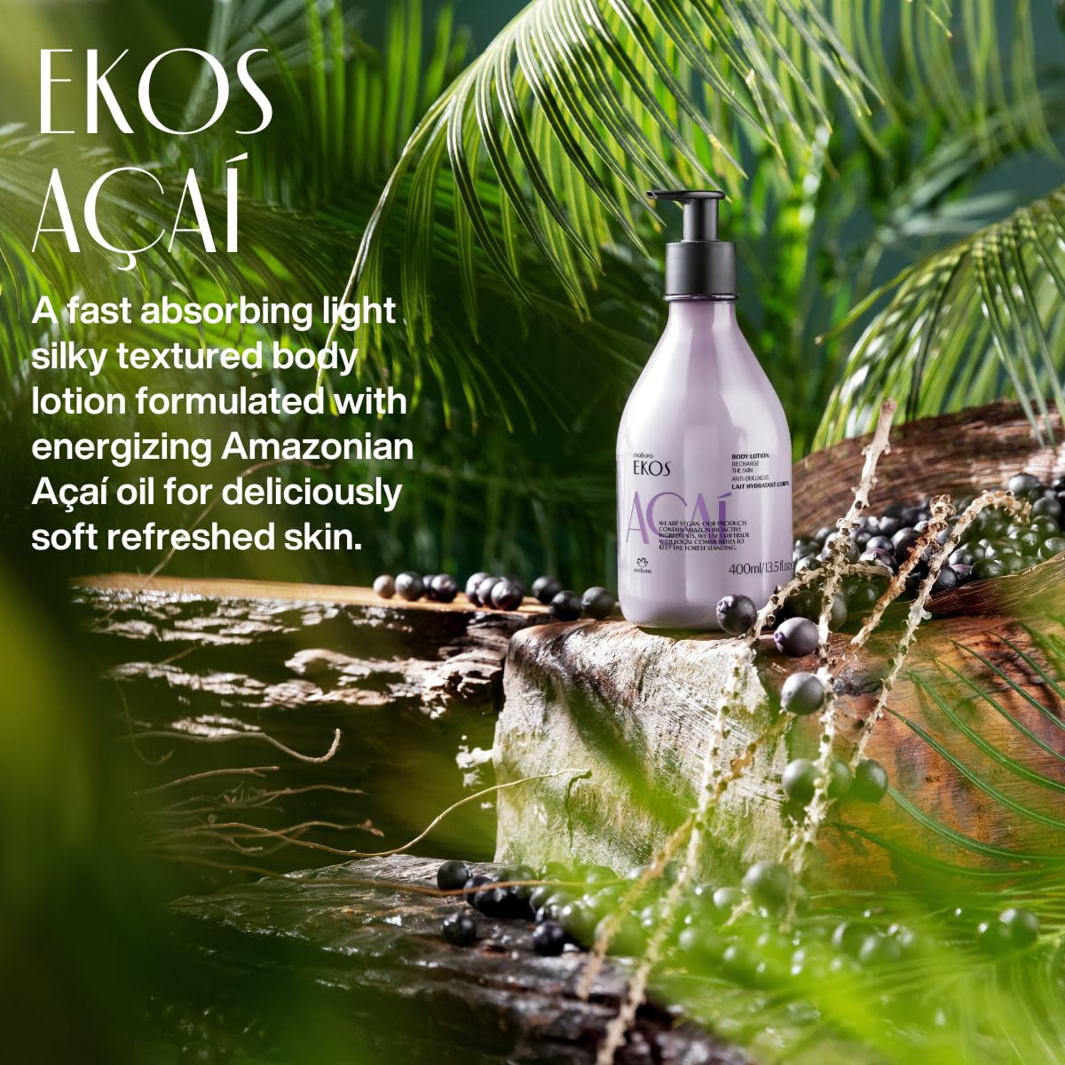 Foto 7 pulgar | Loción Corporal Natura Ekos Açaí Revitalizante 400ml Vegan - Venta Internacional.