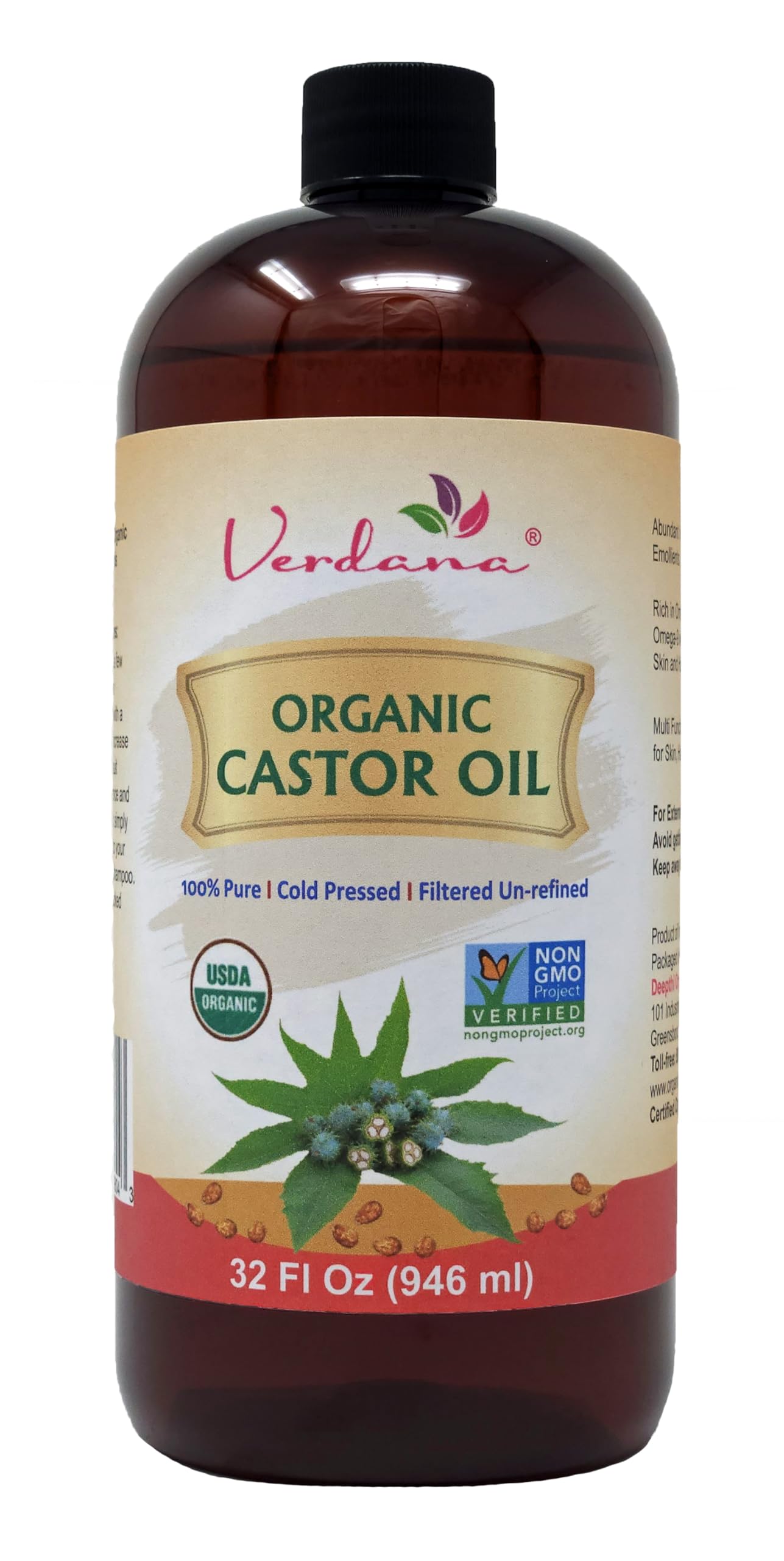 Foto 2 pulgar | Aceite de Ricino Verdana Organic 946 Ml sin Refinar - Venta Internacional