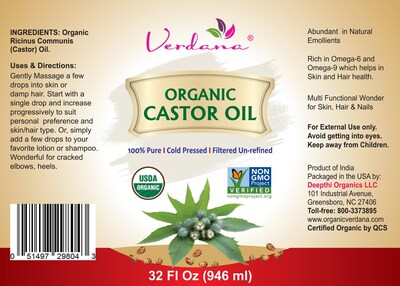 Foto 6 | Aceite de Ricino Verdana Organic 946 Ml sin Refinar - Venta Internacional