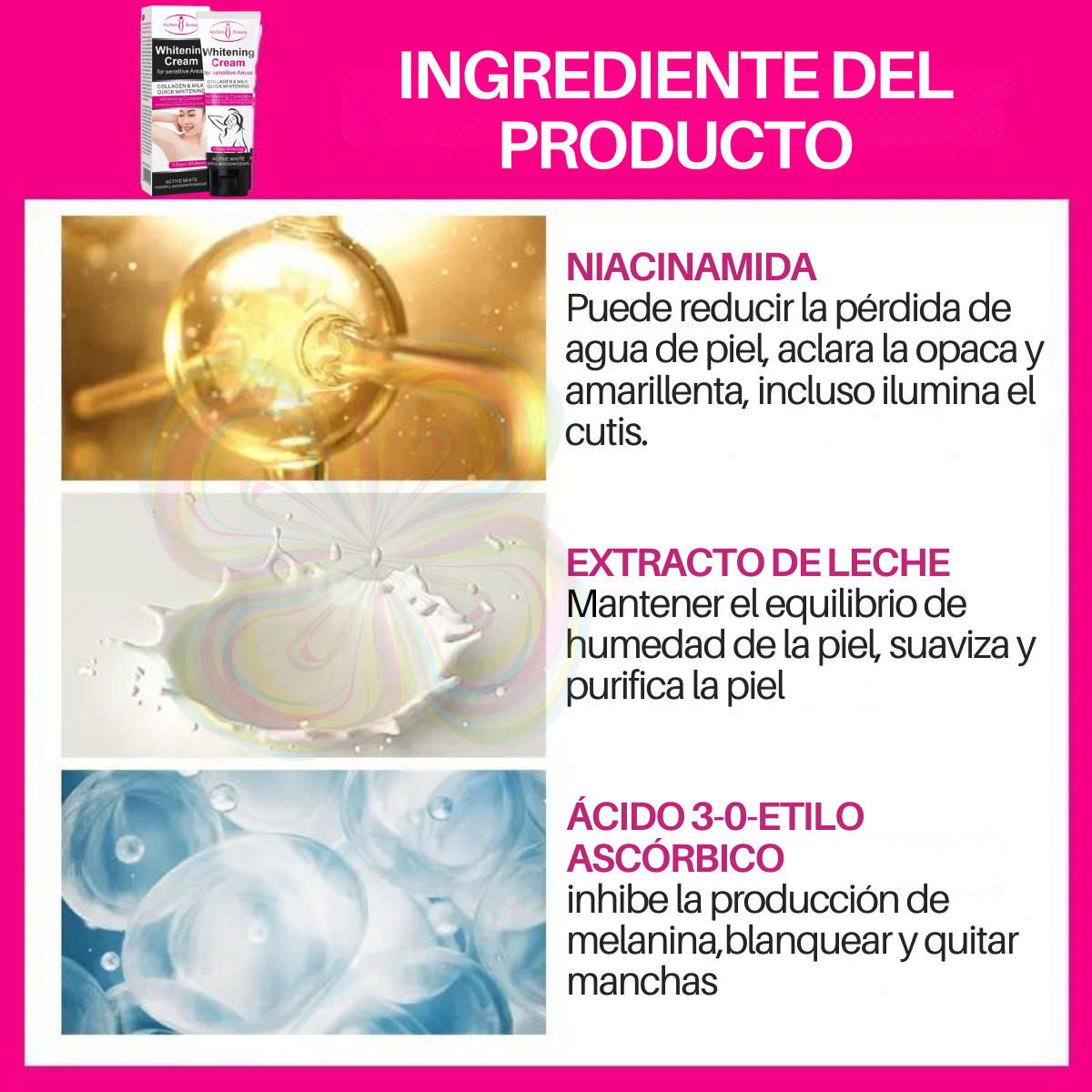 Foto 3 pulgar | Crema Blanqueadora Axilas Con Leche Colágeno Aichun Beauty