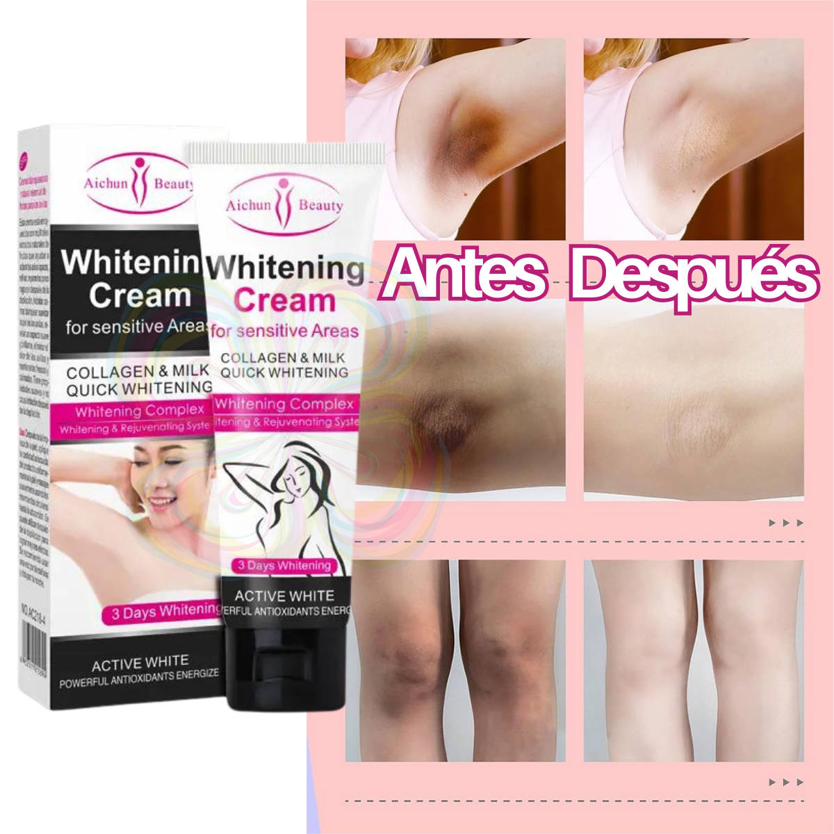 Foto 8 pulgar | Crema Blanqueadora Axilas Con Leche Colágeno Aichun Beauty