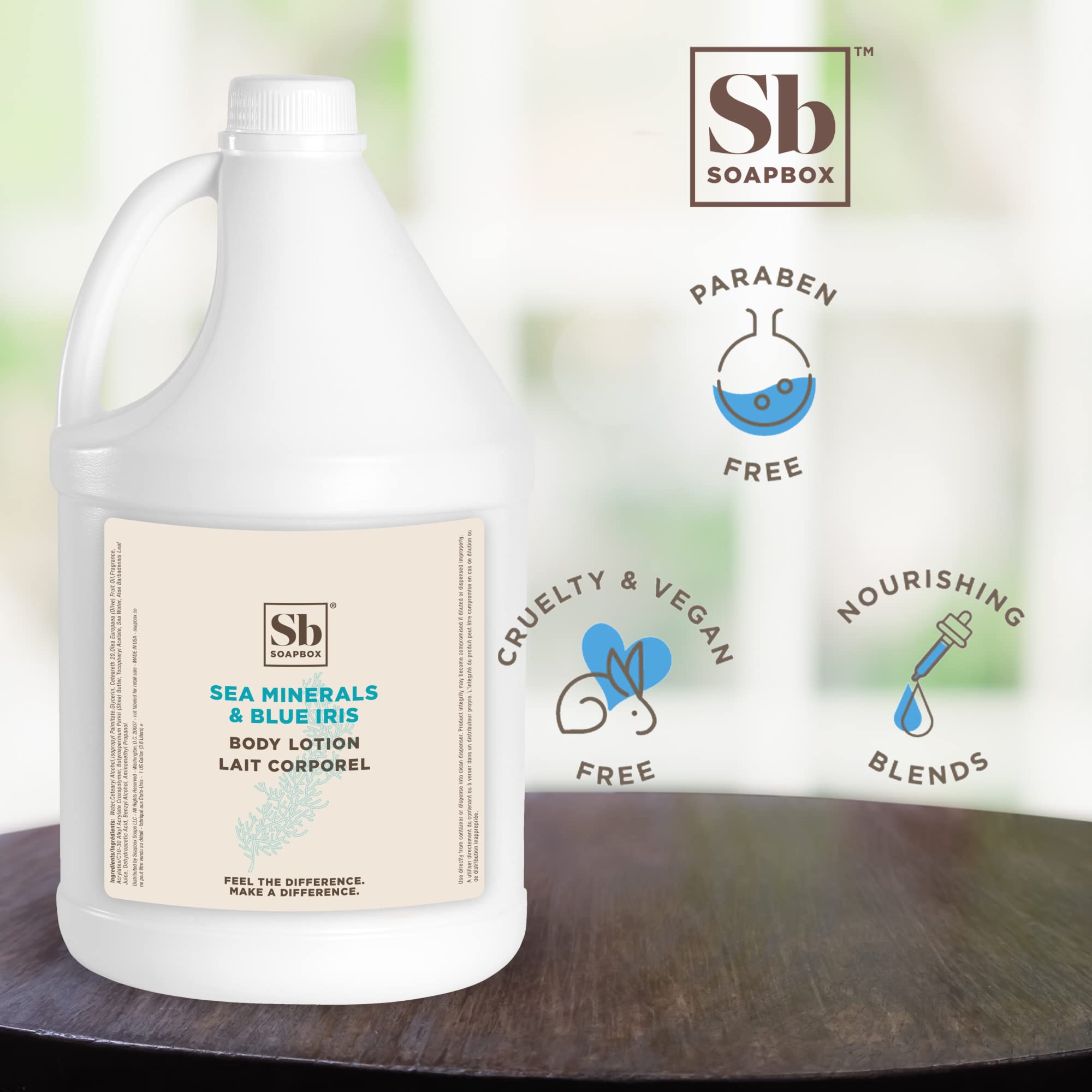 Foto 4 pulgar | Loción Corporal Soapbox Sea Minerals & Blue Iris Vegan 3.78 L - Venta Internacional.