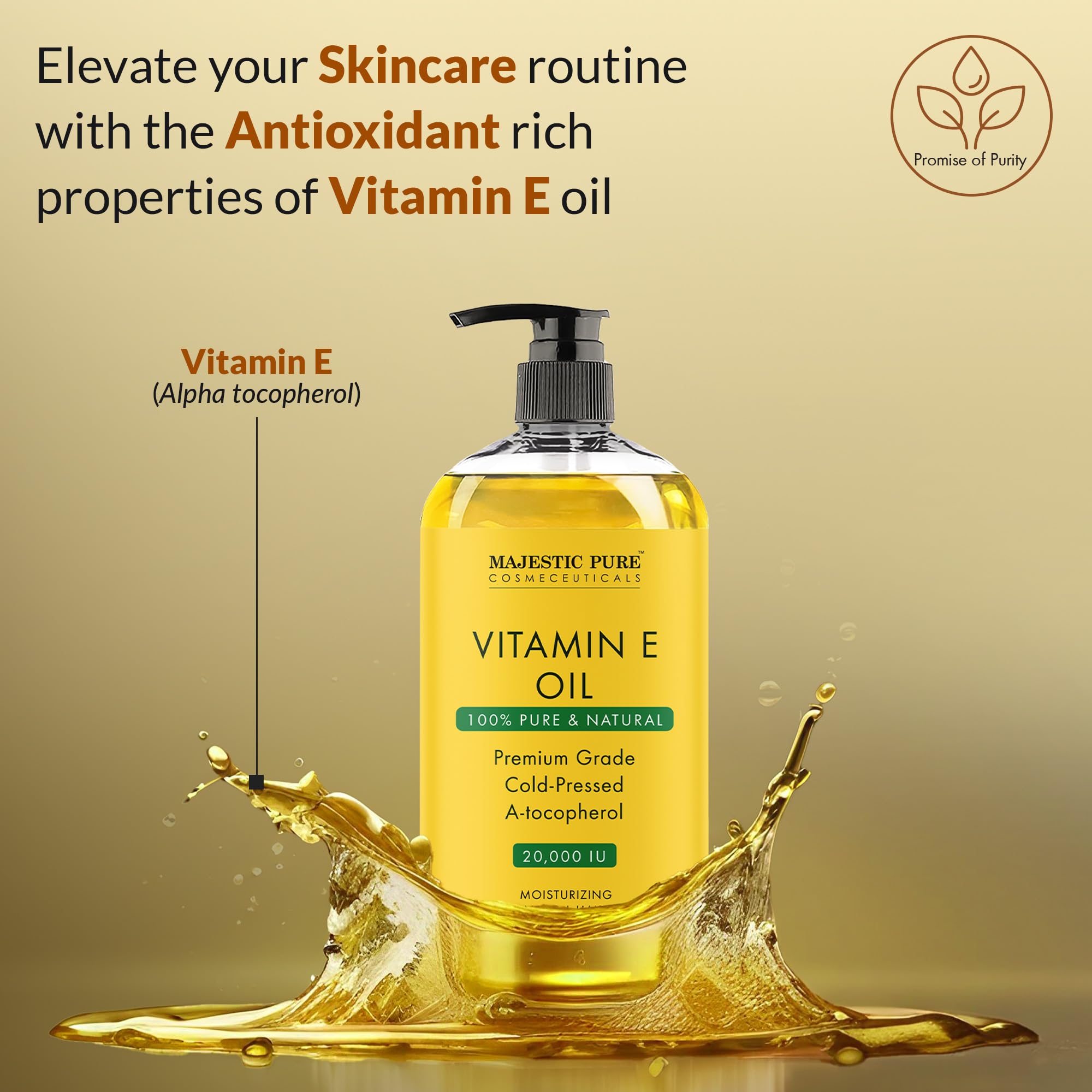 Foto 3 | Aceite Majestic Pure de Vitamina E de 236 ml-Venta Internacional