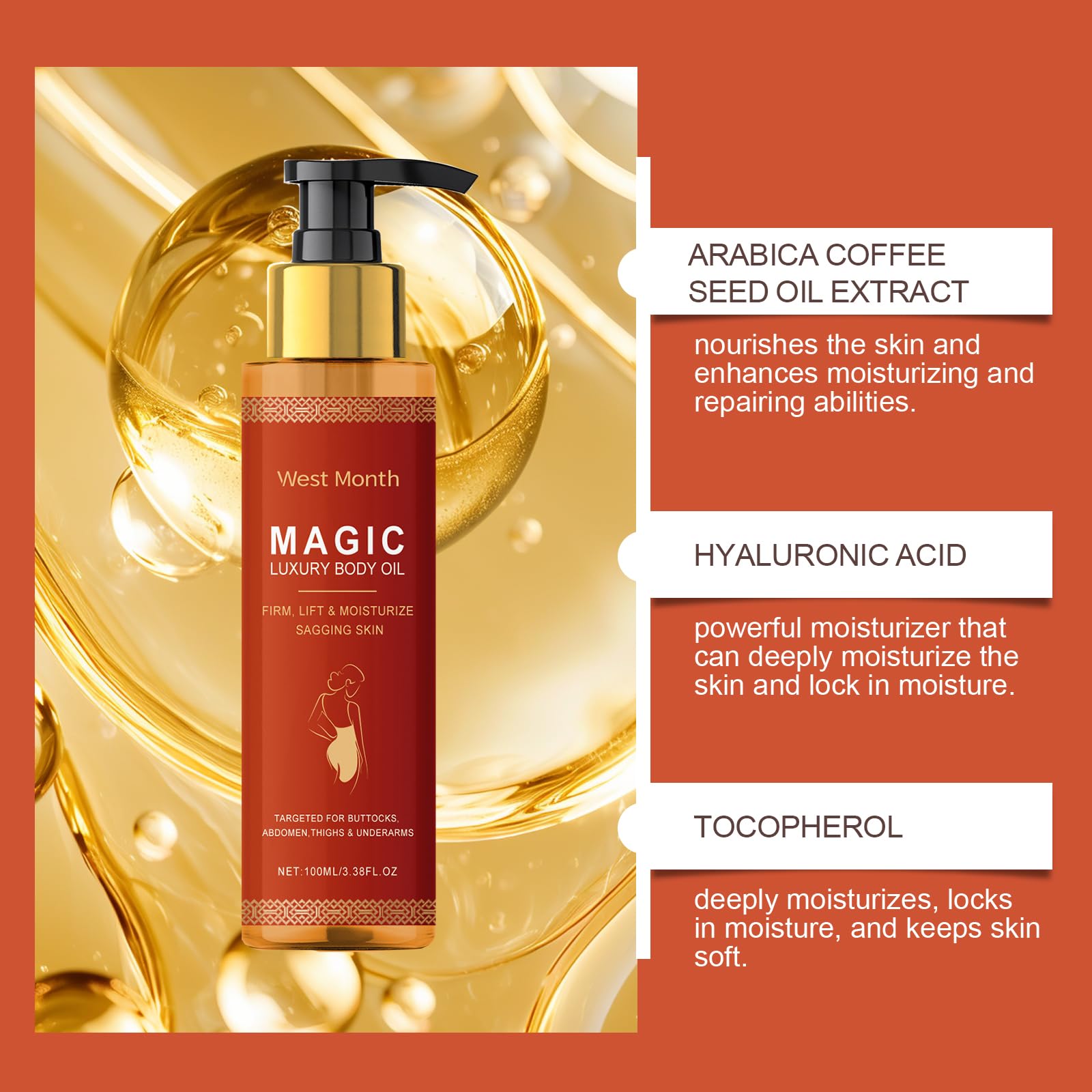 Foto 3 pulgar | Aceite Corporal Mágico, Reafirmante, Revitalizante E Hidratante, 200 Ml - Venta Internacional.