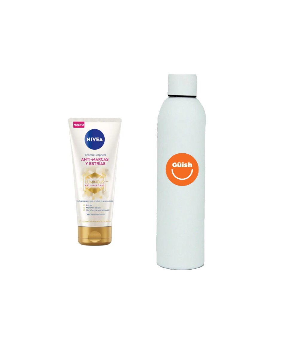 Foto 2 pulgar | Nivea Crema Corporal Luminous630 Anti-estrías + Termo De Agua Güish