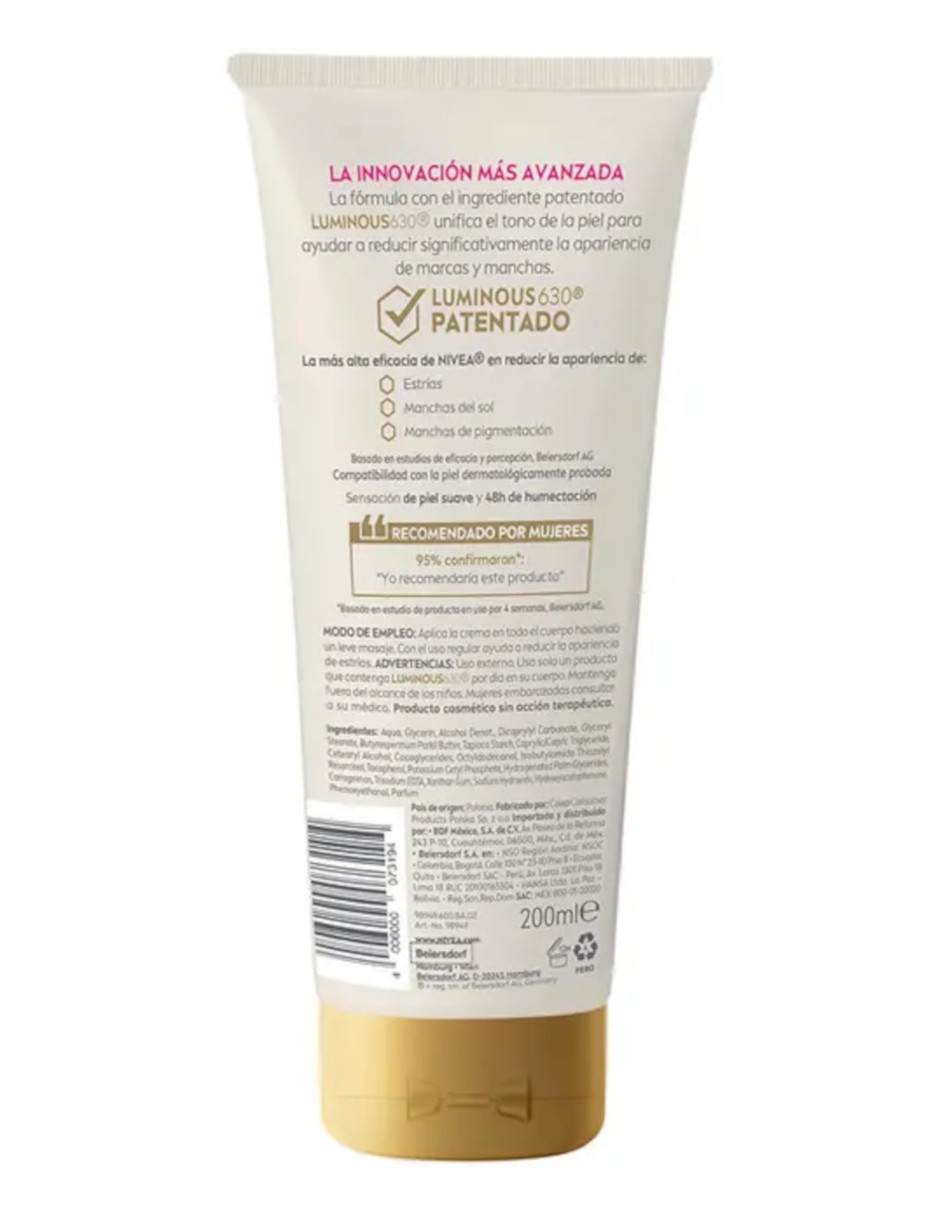 Foto 4 pulgar | Nivea Crema Corporal Luminous630 Anti-estrías + Termo De Agua Güish