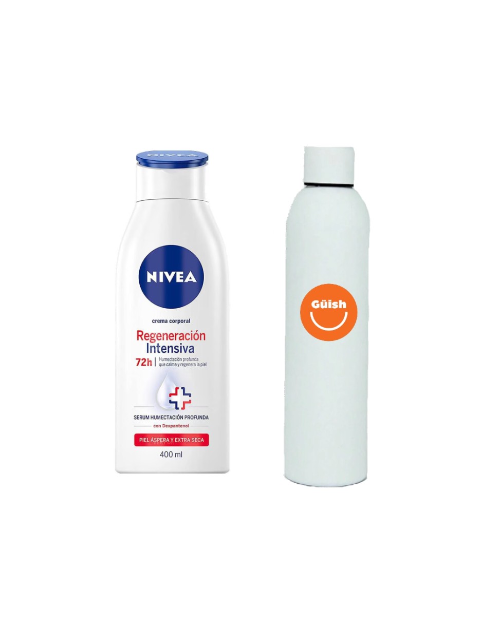 Foto 2 pulgar | Crema Corporal Nivea Regeneración + Termo De Agua Güish