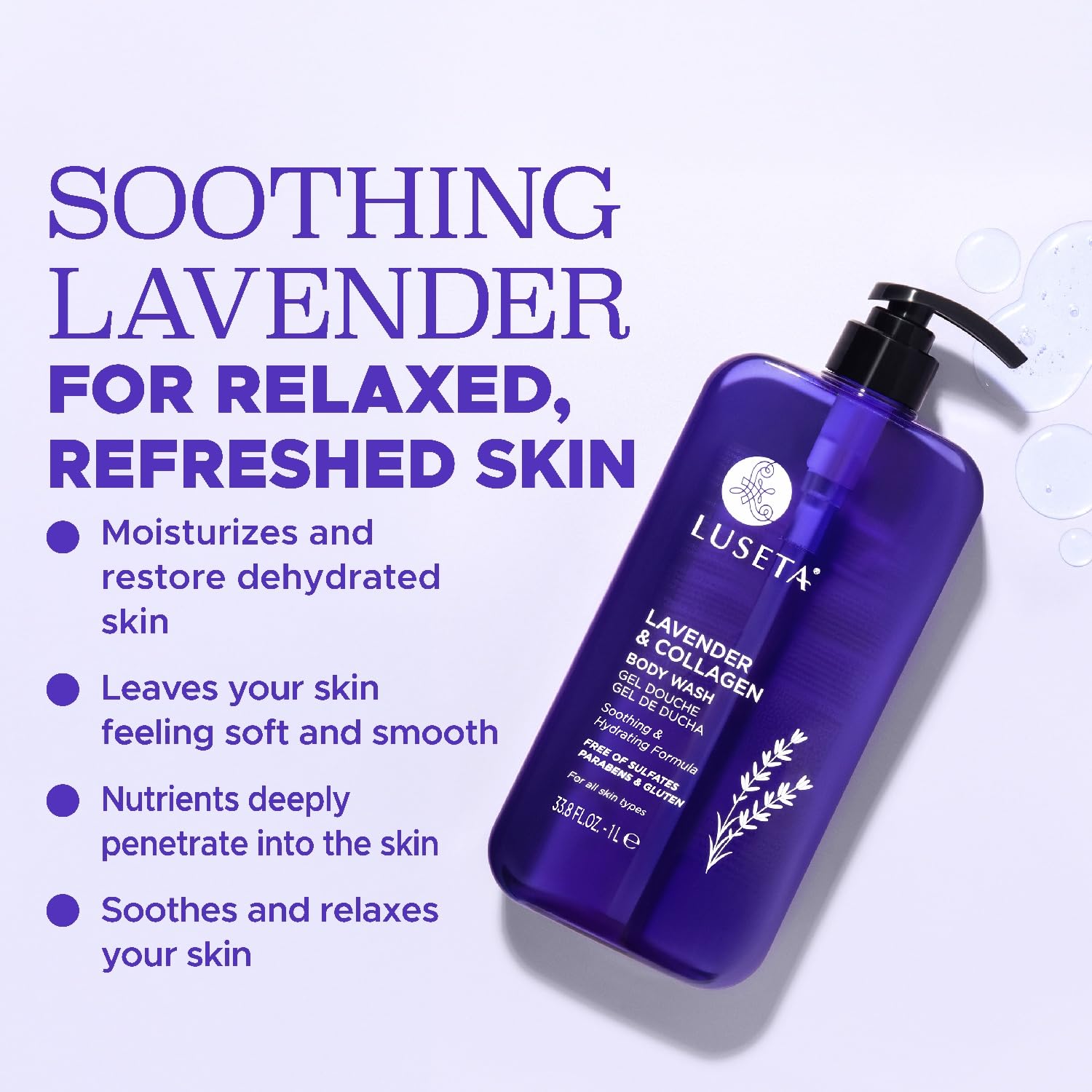 Foto 4 pulgar | Gel De Baño Luseta Hidratante De Lavanda Y Colágeno 1l - Venta Internacional.