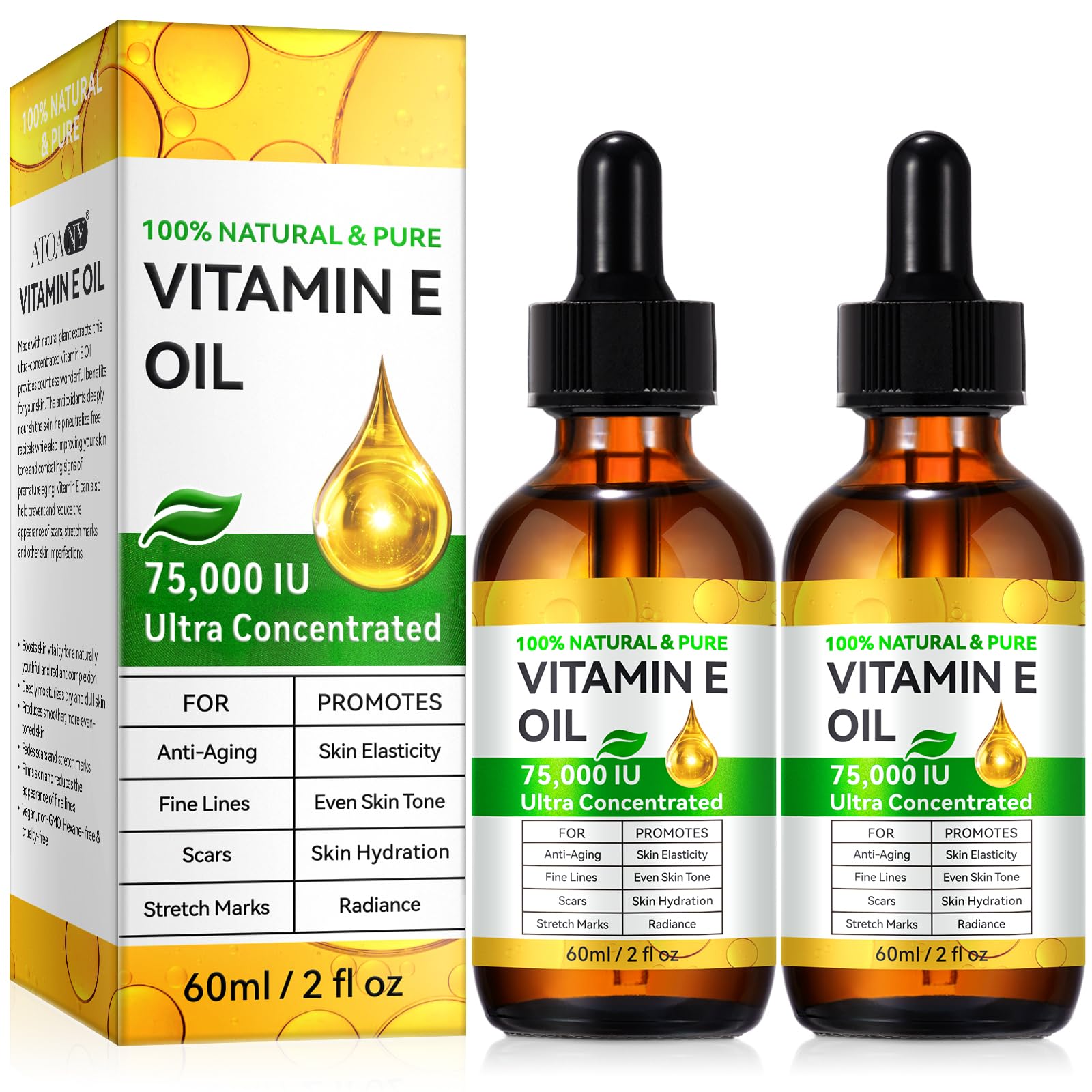 Foto 2 pulgar | Aceite De Vitamina E Hidratante Natural De 60 Ml Para Piel Y Cicatrices - Venta Internacional.
