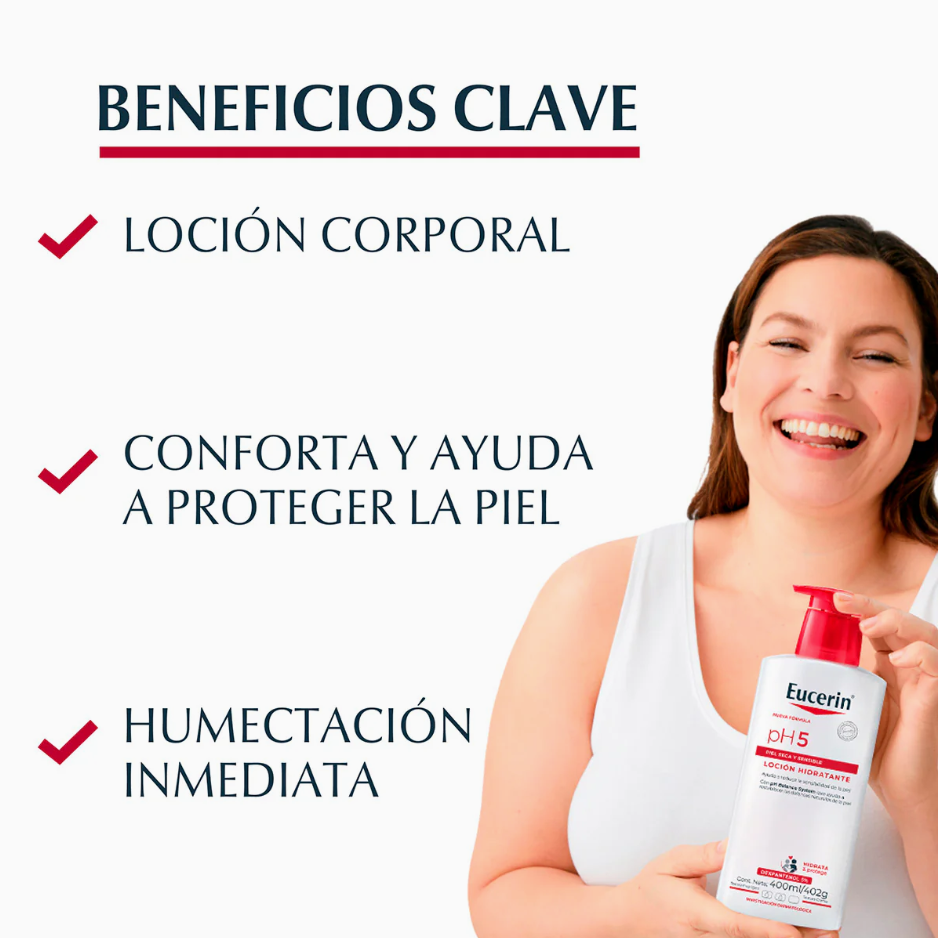 Foto 3 pulgar | Loción Eucerin Ph5 Hidratante 400ml | Para Piel Seca Y Sensible | Con Dexpantenol Y Protección Enzimática