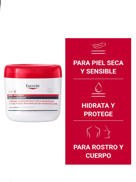 Foto 5 pulgar | Eucerin Intensiva Ph5 Crema Corporal Piel Seca Y Sensible + Termo De Agua De Regalo Güish