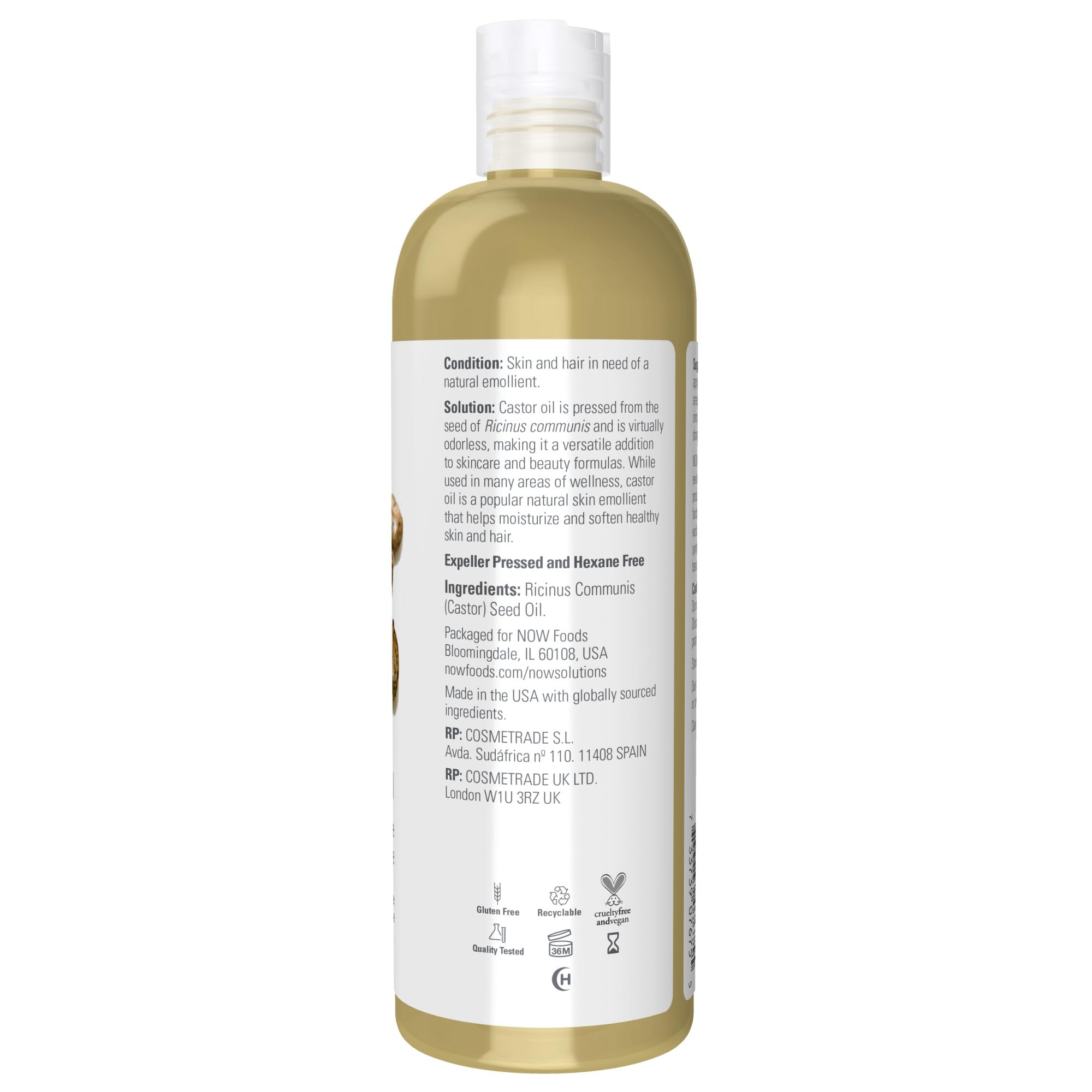 Foto 3 pulgar | Aceite De Ricino Now Solutions 100% Puro Para El Cuidado De La Piel, 473 Ml - Venta Internacional.
