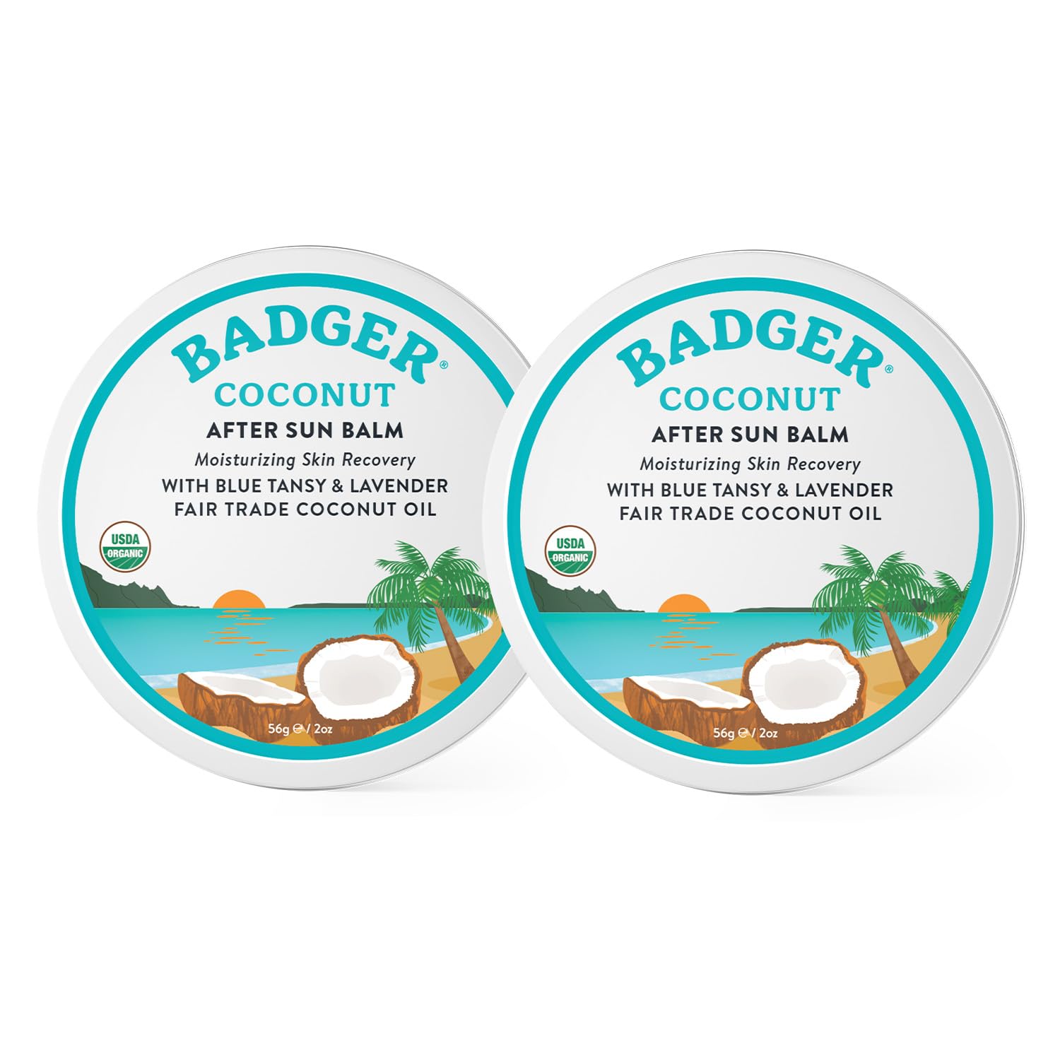 Foto 1 | Bálsamo After Sun Badger Coconut 100% Orgánico 60 ml 2 Piezas -  Venta Internacional
