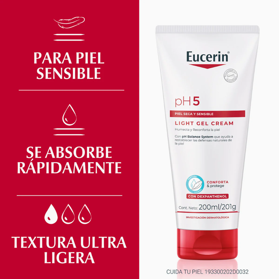 Foto 3 pulgar | Eucerin Ph5 Light Gel Crema 200ml | Hidratación Ligera Para Piel Seca Y Sensible, Rápida Absorción